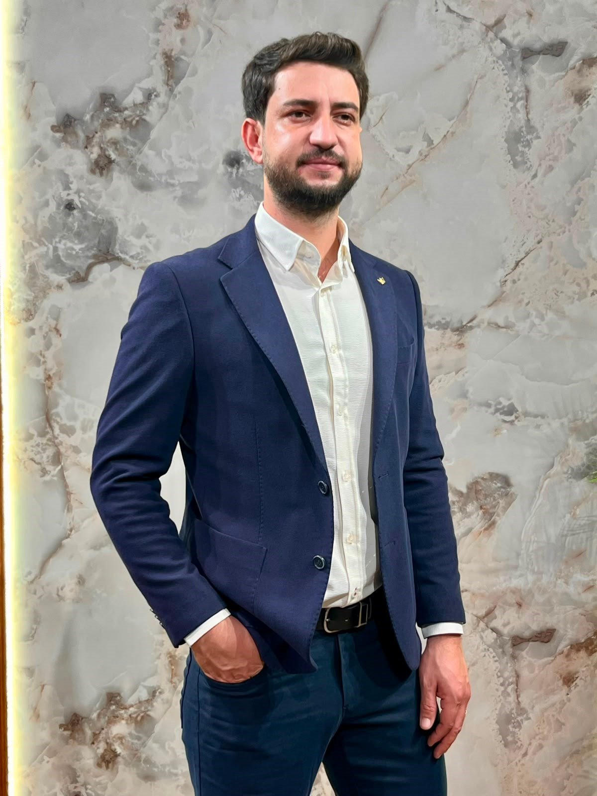 LACİVERT KADİFE SLİM FİT ERKEK BLAZER CEKET 