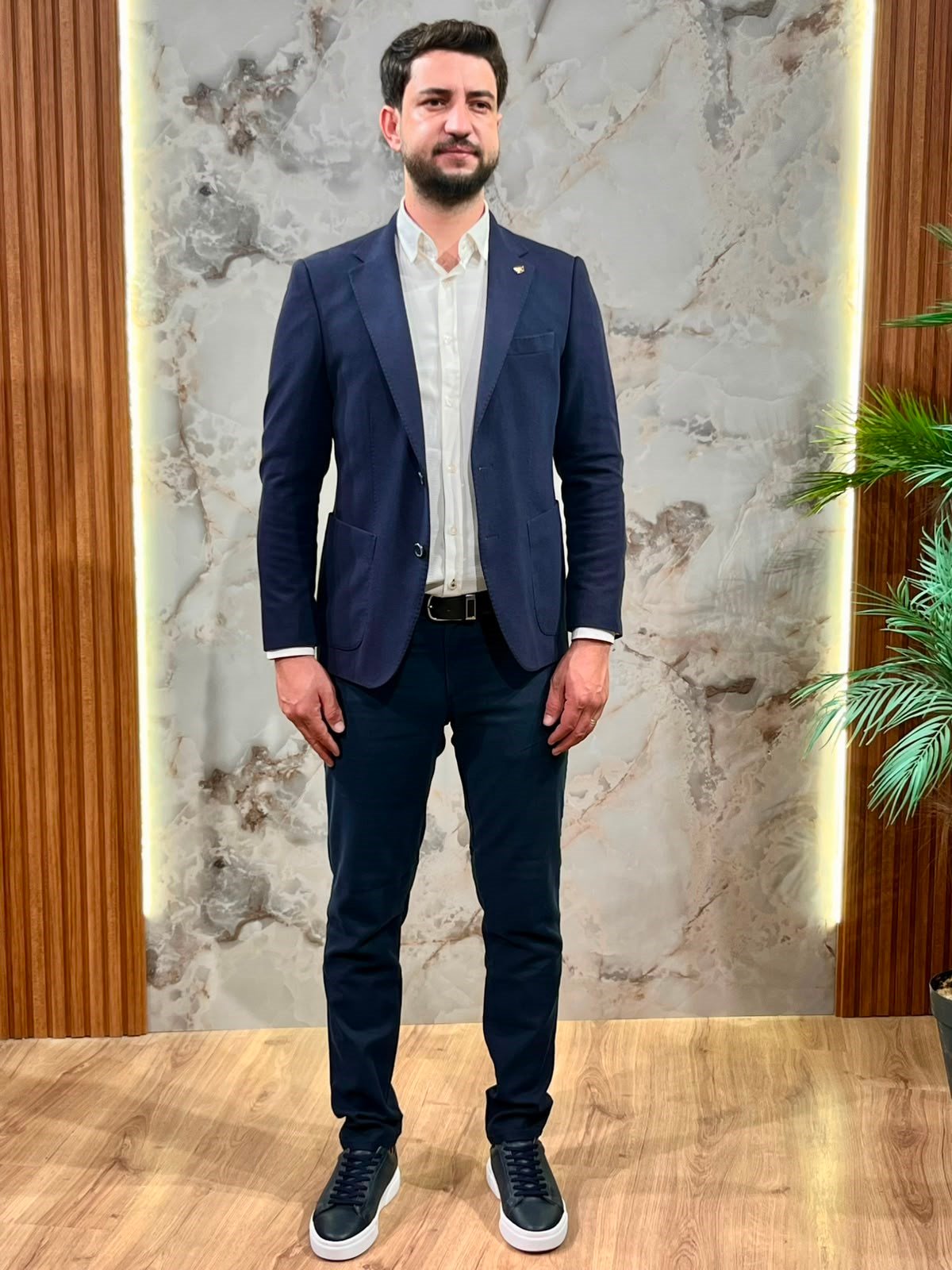 LACİVERT KADİFE SLİM FİT ERKEK BLAZER CEKET 