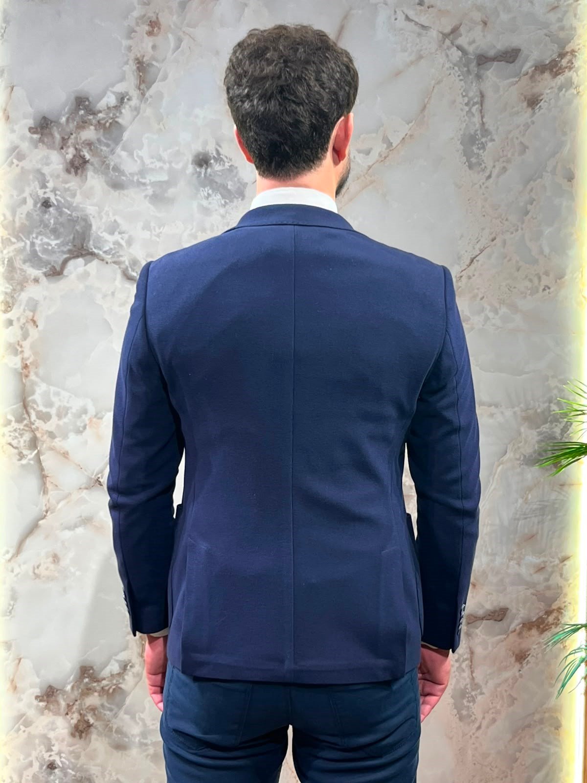 LACİVERT KADİFE SLİM FİT ERKEK BLAZER CEKET 