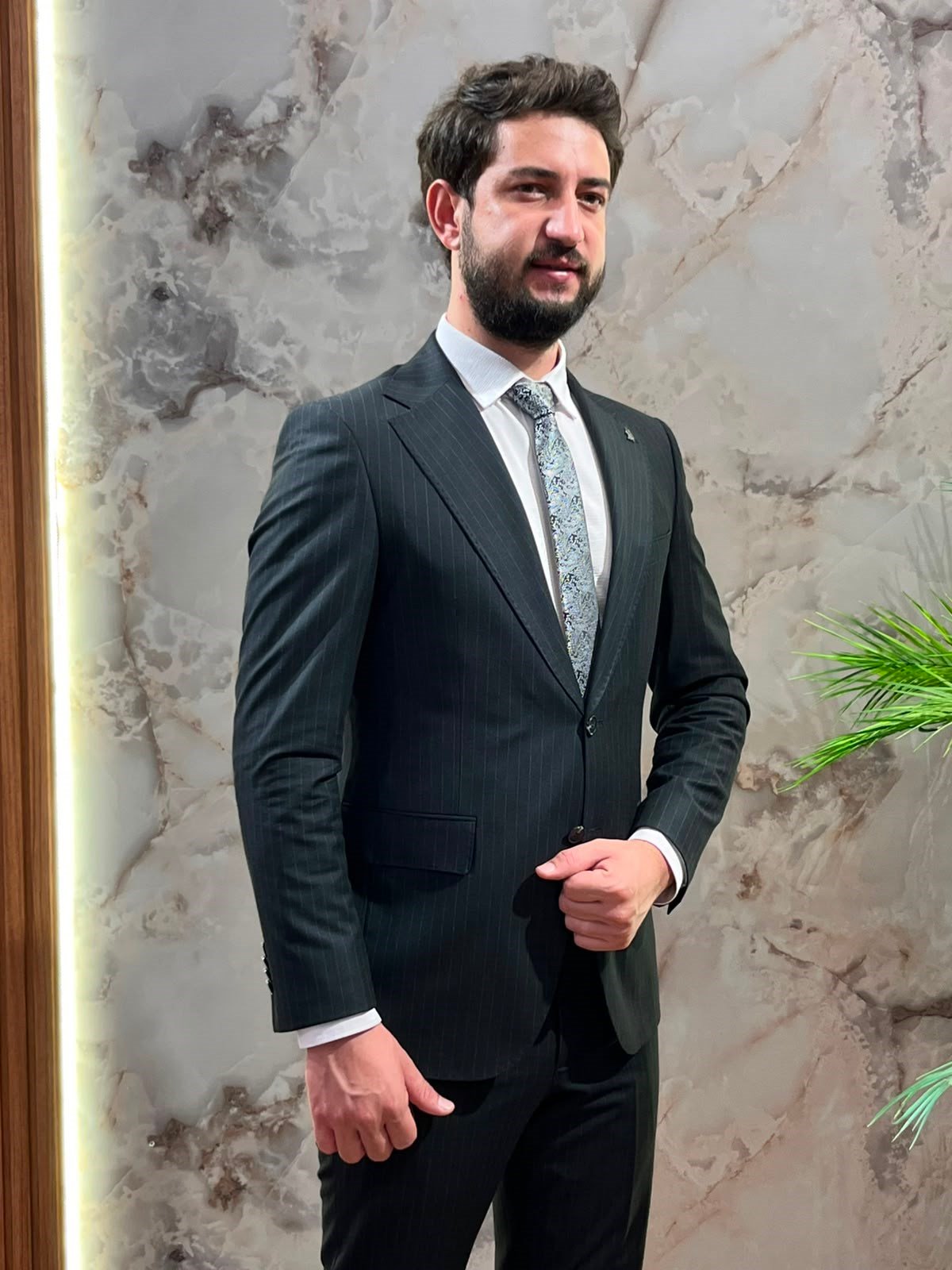 SLİMFİT ÇİZGİLİ TAKIM ELBİSE 