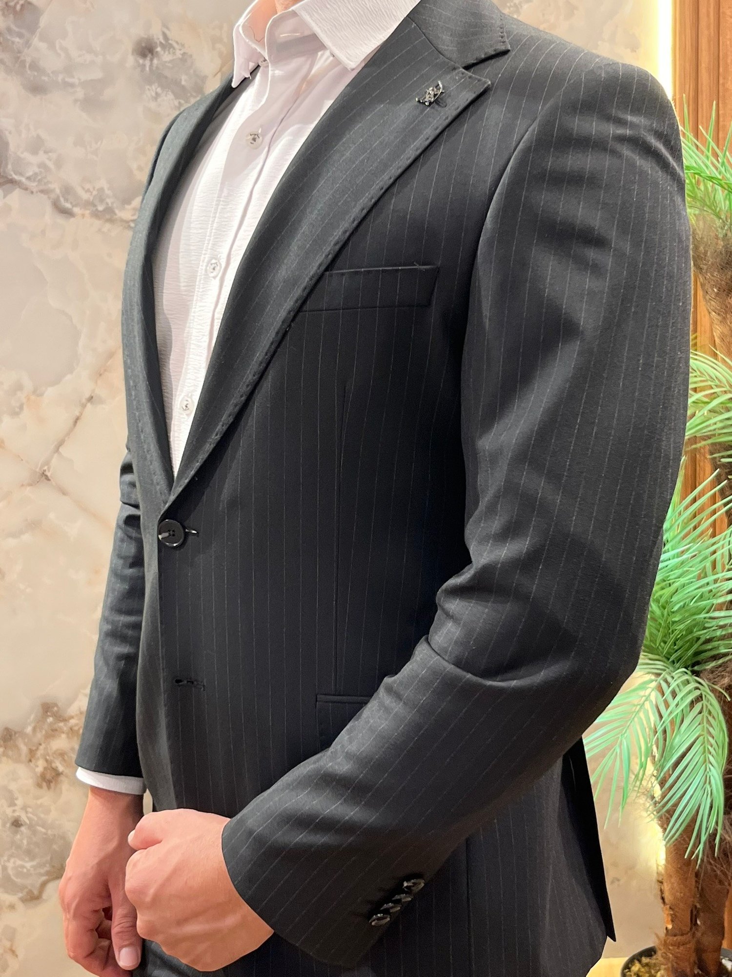 SLİMFİT ÇİZGİLİ TAKIM ELBİSE 