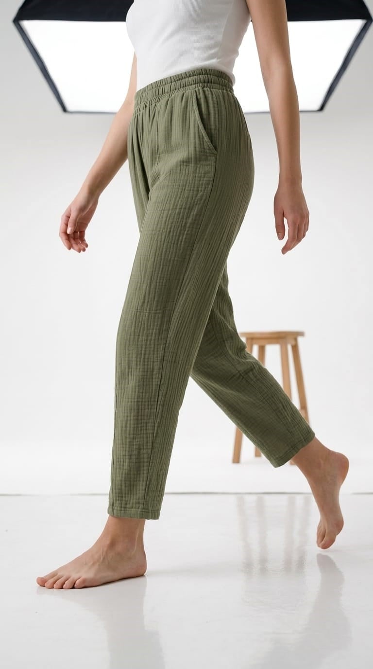 Yeşil Müslin Pantolon