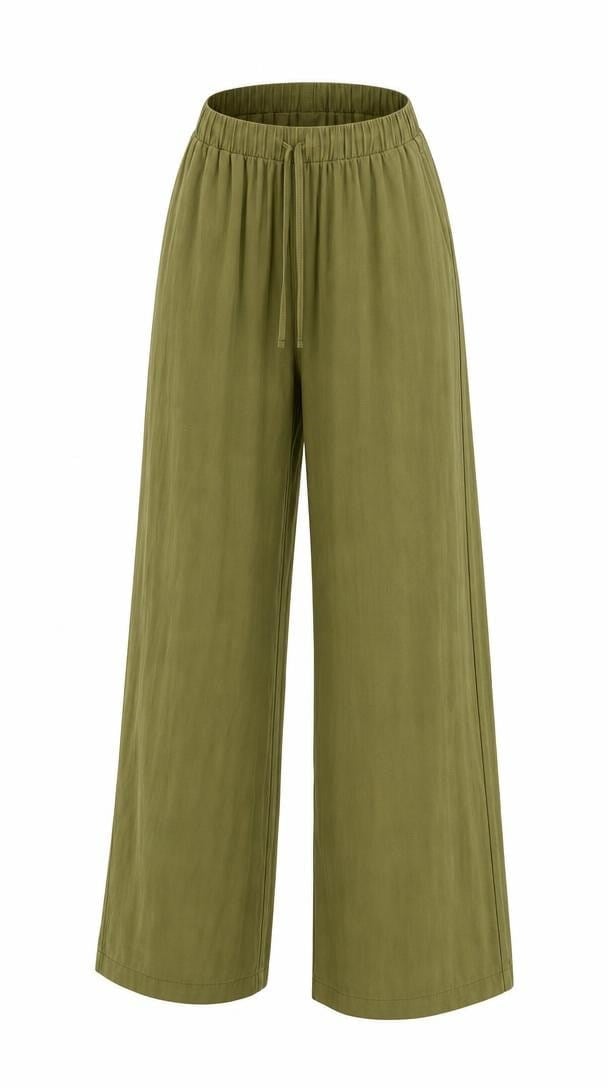 Yeşil Tensel Geniş Paça Pantolon
