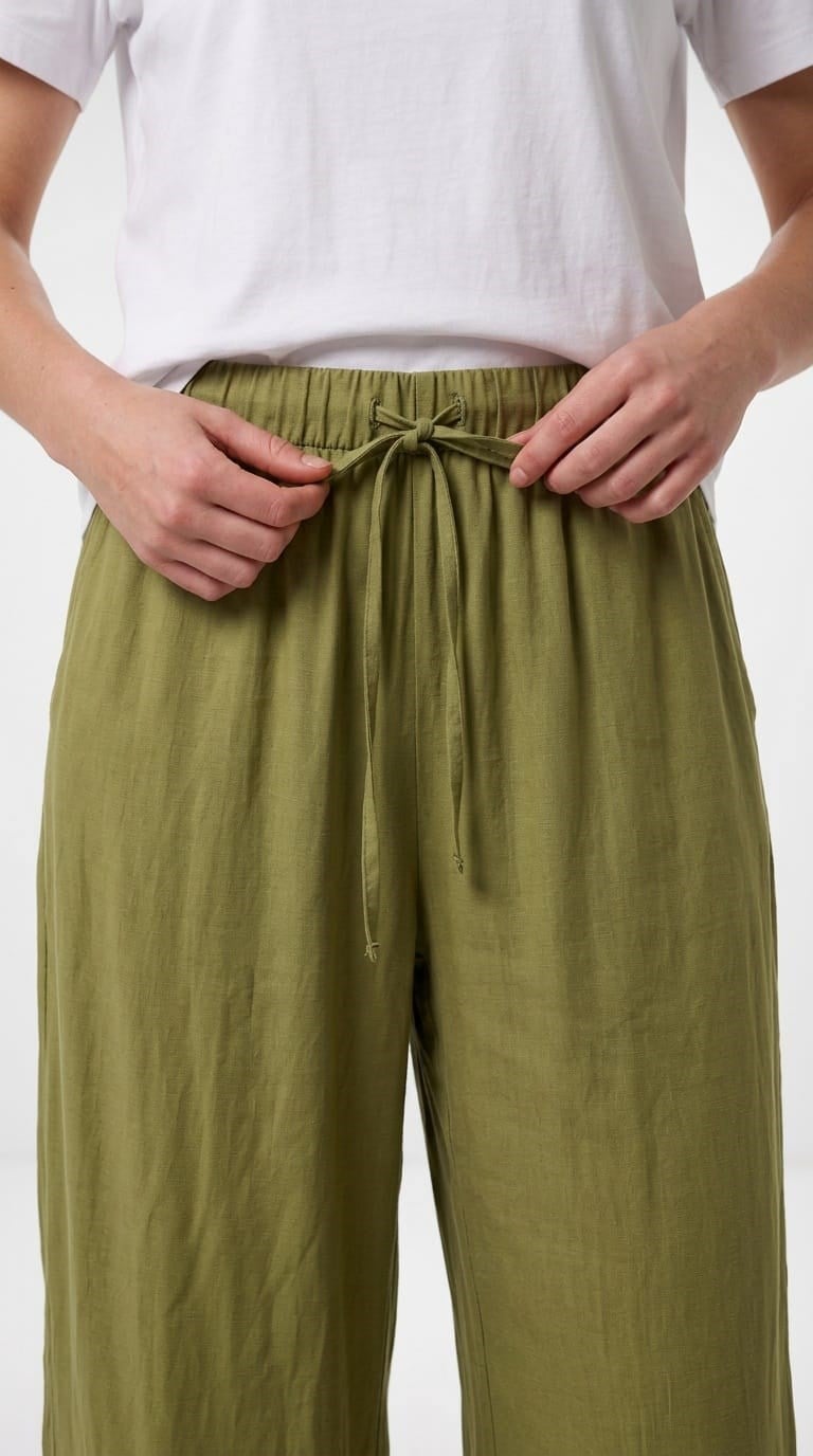 Yeşil Tensel Geniş Paça Pantolon