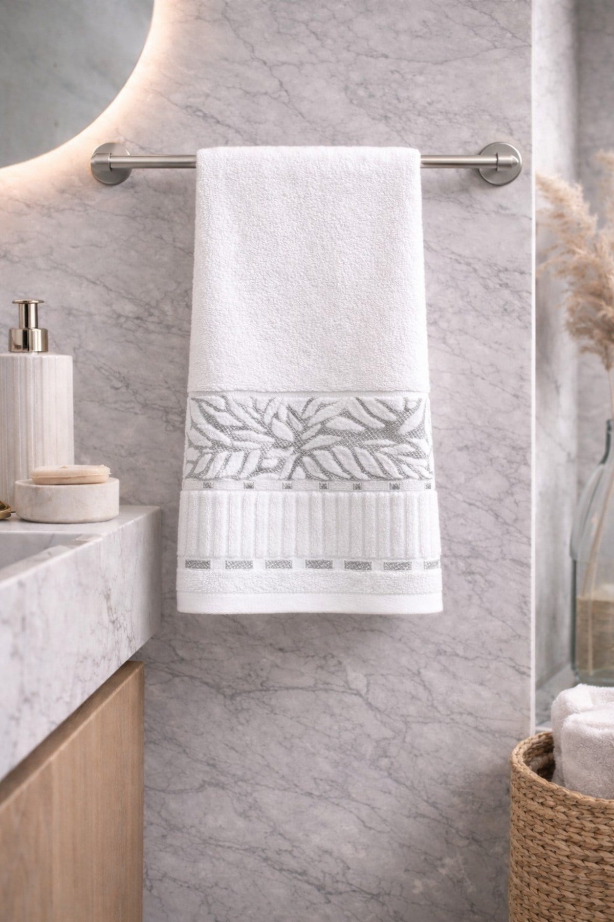 %100 Pamuk Akasya El Havlusu Seti | 6 Adet | 50x90 cm | Yumuşak, Emici, Şık Banyo & Misafir Havlusu