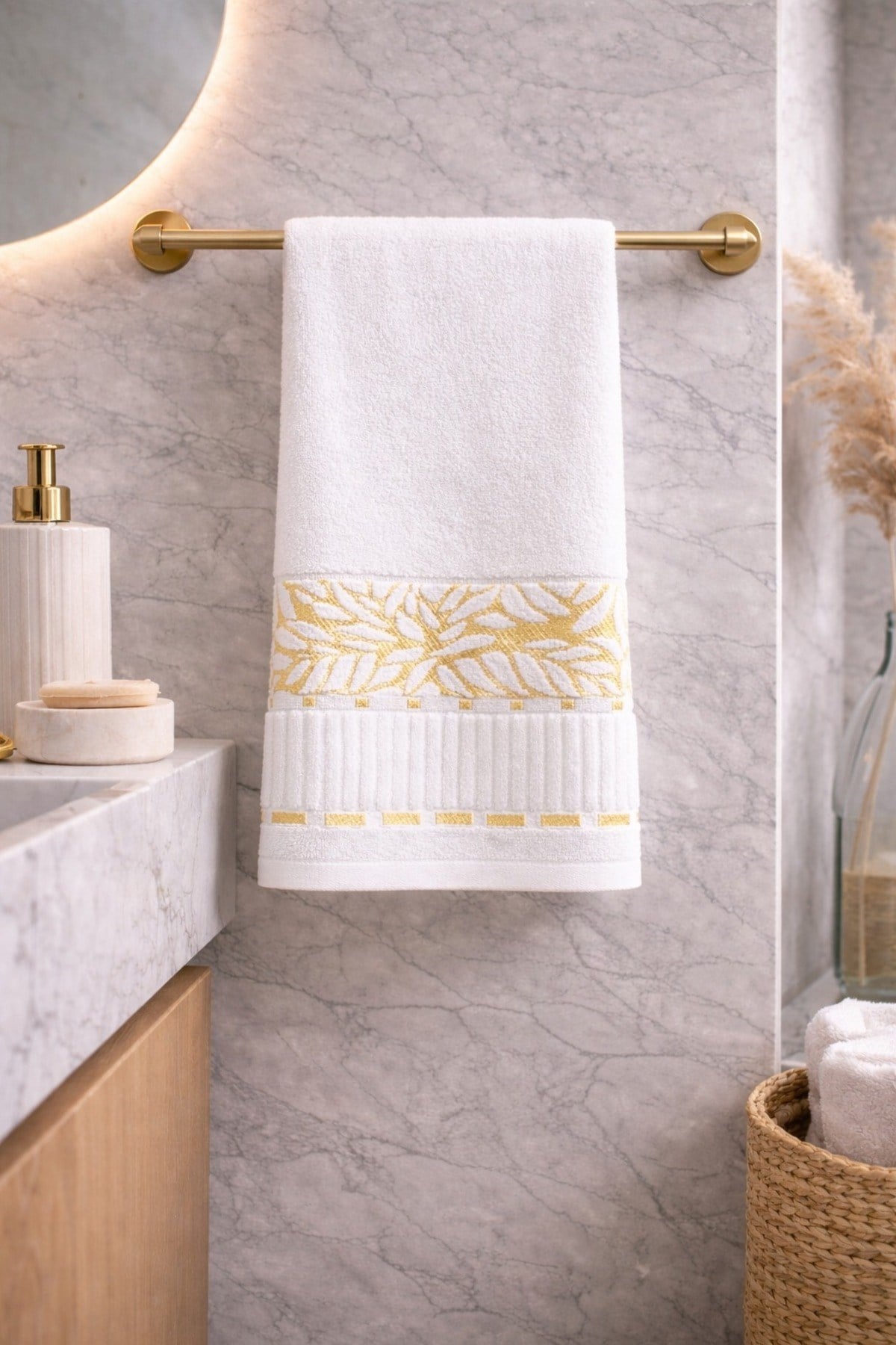 %100 Pamuk Akasya El Havlusu Seti | 6 Adet | 50x90 cm | Yumuşak, Emici, Şık Banyo & Misafir Havlusu