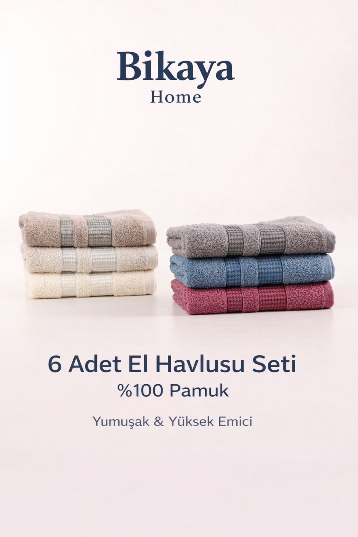 %100 Pamuk El Havlusu Seti | 6 Adet | 50x90 cm | Yumuşak & Yüksek Emicilik | Çeyizlik & Hediyelik