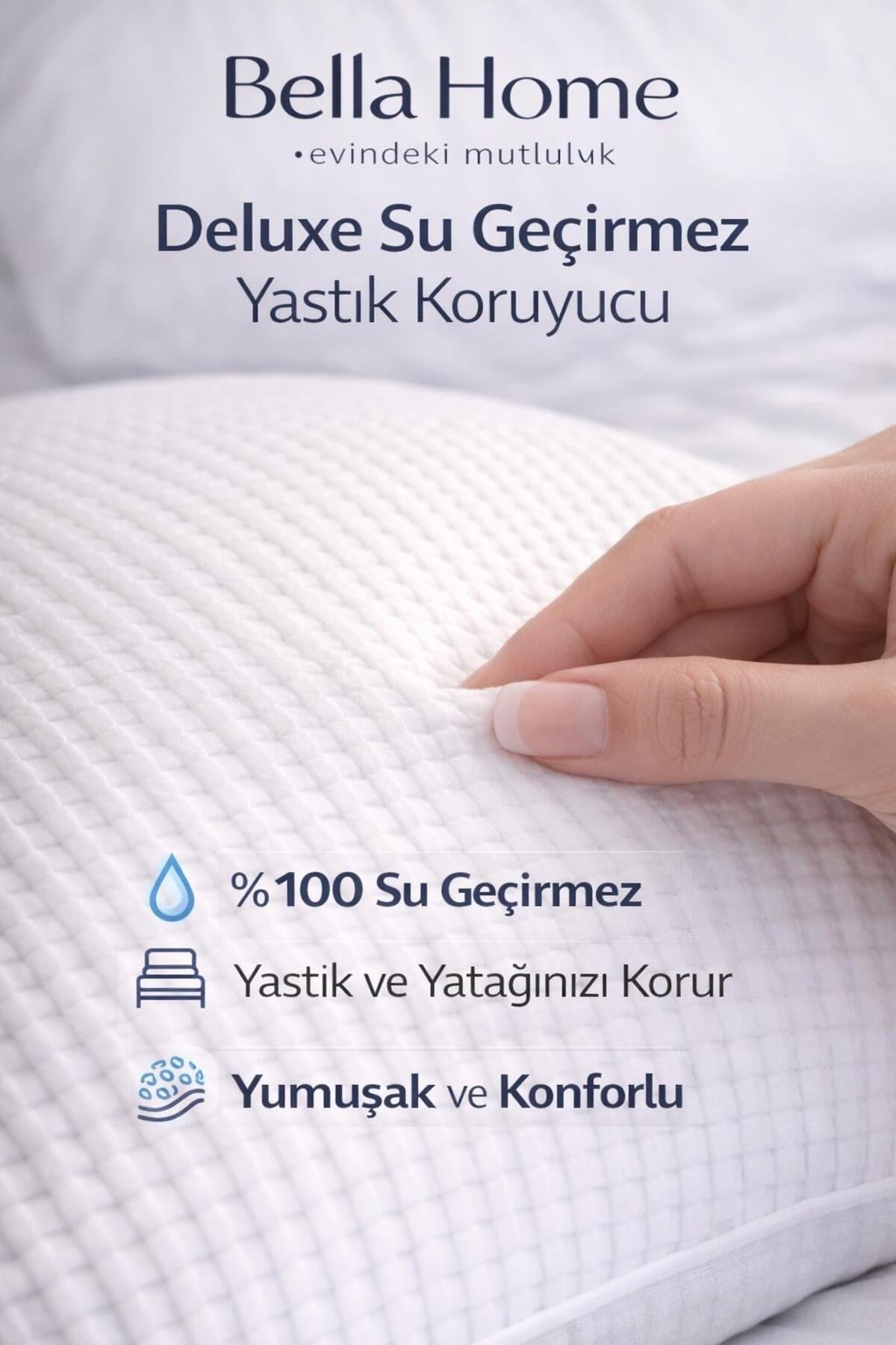 3D Deluxe Sıvı Geçirmez Yastık Koruyucu | 50x70 cm | 2’li Set | Fermuarlı | Hijyenik Koruma