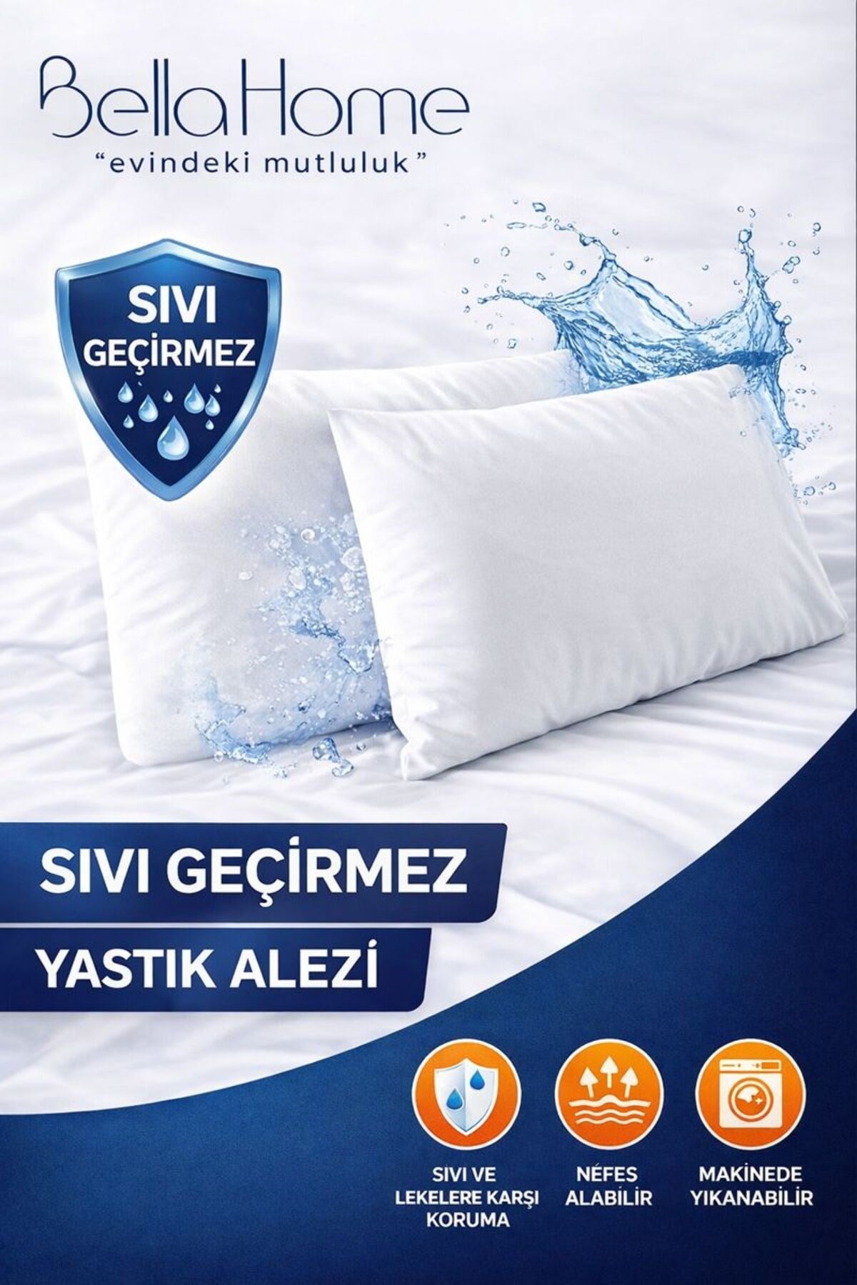 50x70 cm Sıvı Geçirmez Yastık Alezi | 2’li Paket | Leke Tutmaz | Nefes Alabilir | Tam Koruma