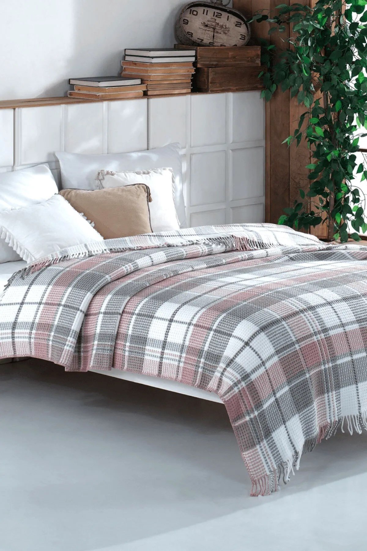 Aksu 150x200 Cozy Life Skoç Pamuklu Battaniye - İnka Gül Kurusu - Orijinal Kutulu