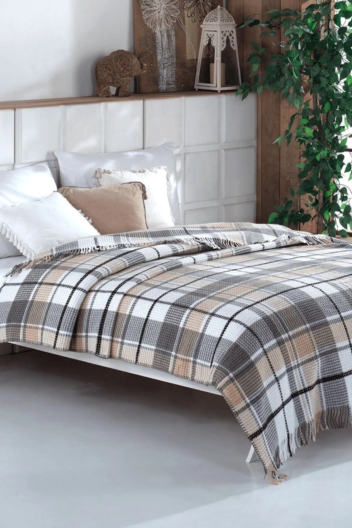 Aksu 150x220 Cozy Life Skoç Pamuklu Battaniye - Orijinal Kutulu - İnka Gri