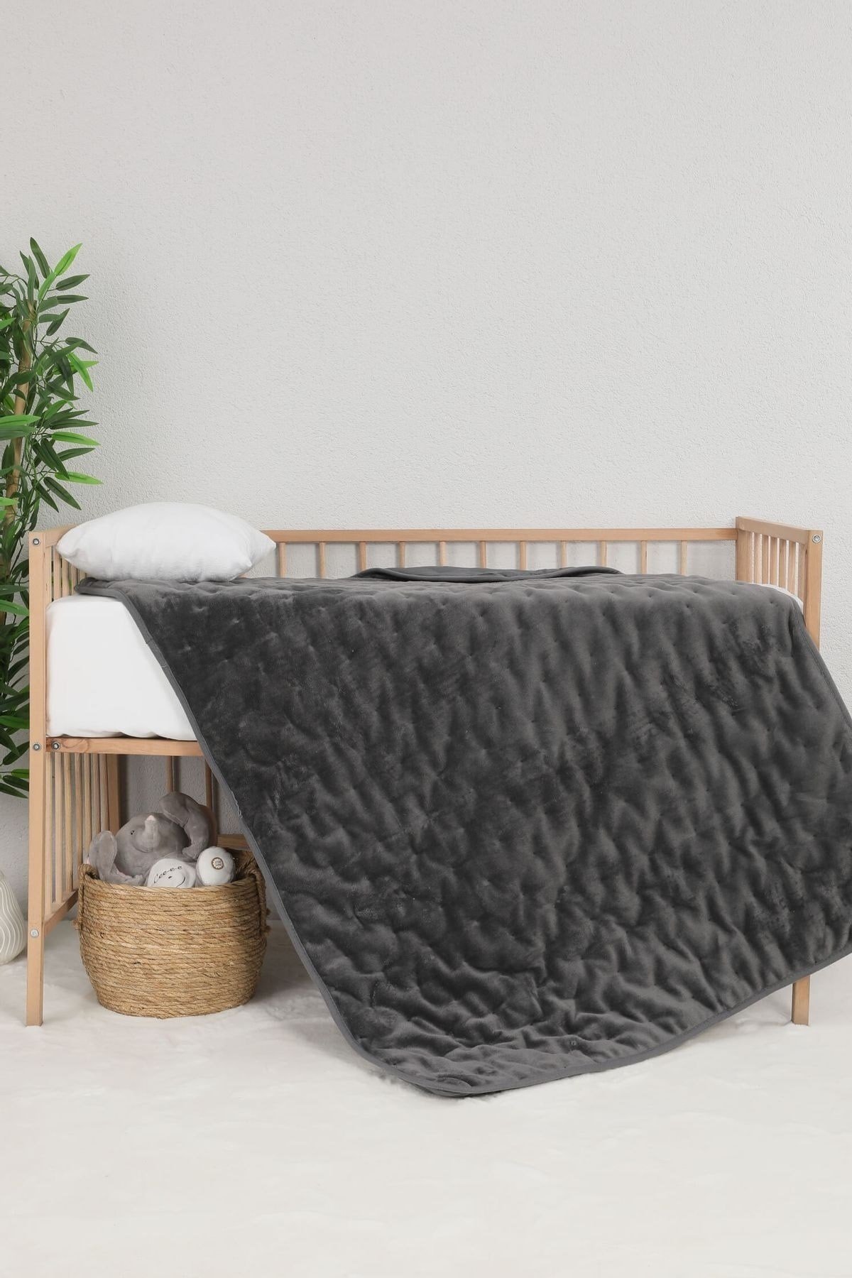 Aksu Mikro Soft Punto Bebek Yorgan 100x140 - Antrasit