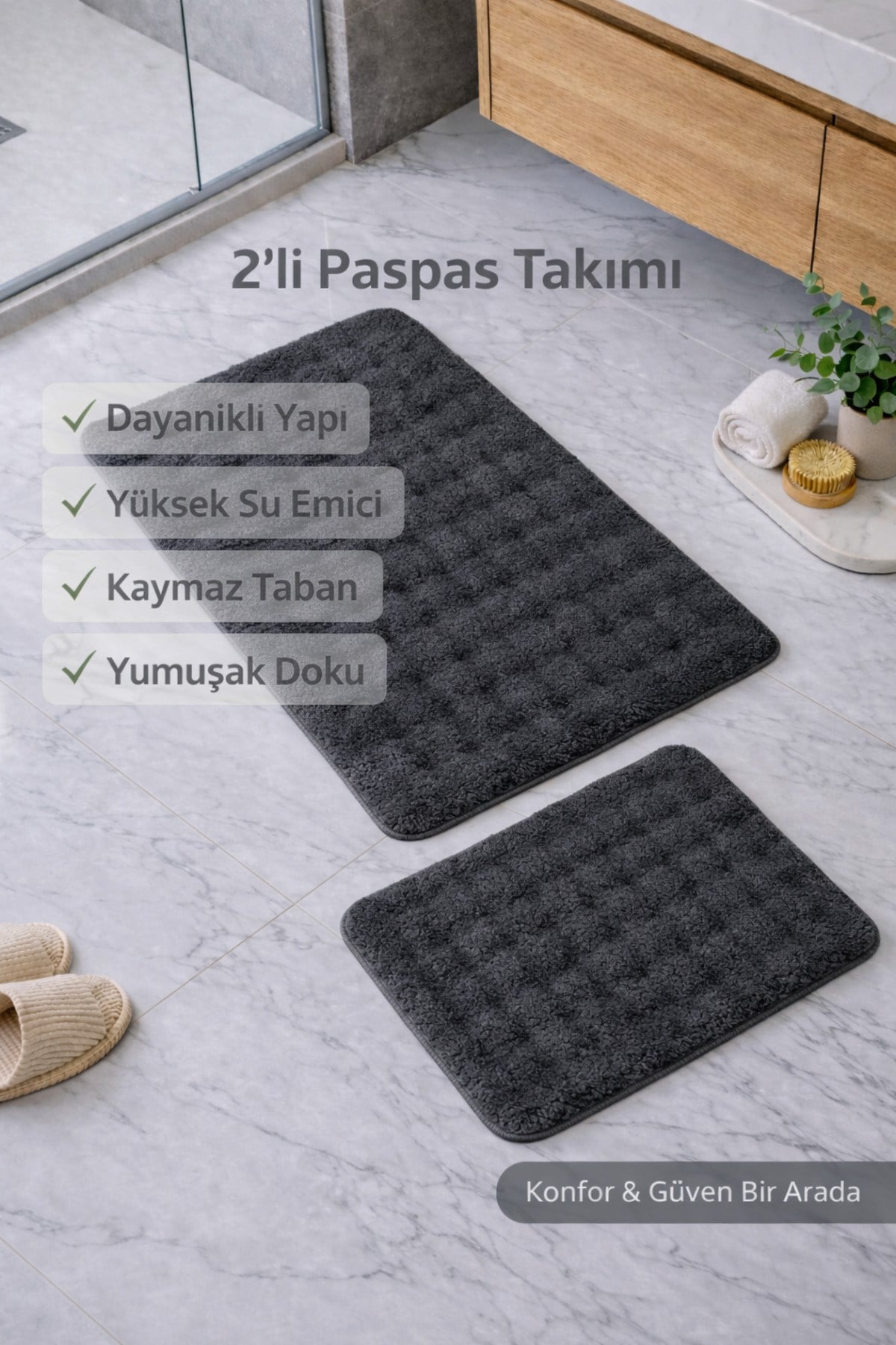 Artos 2'li Klozet Takımı | Yumuşak Dokulu & Kaymaz Taban | Şık & Modern Banyo Dekoru