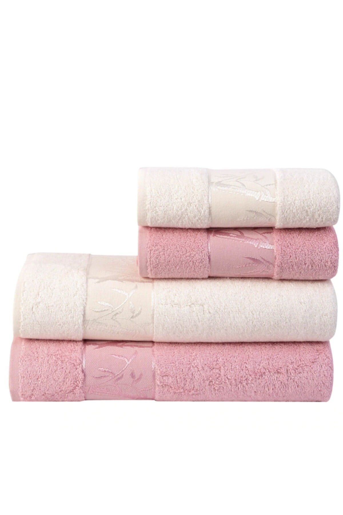 Bambu 4lü Banyo Havlu Takımı Pembe/krem