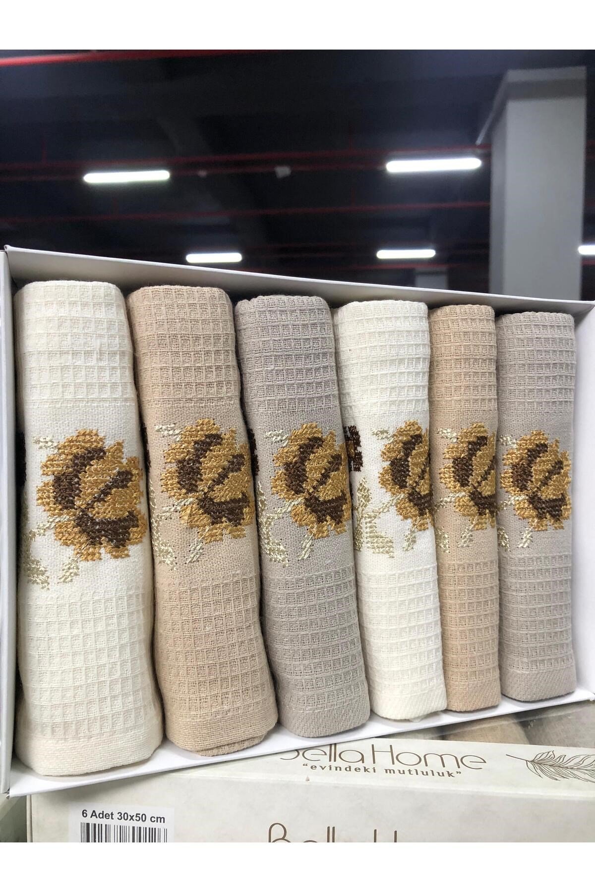 Bambu Kutulu 3 Adet Mutfak Havlusu - 30x50 Cm Çeyizlik Günlük Havlu Seti