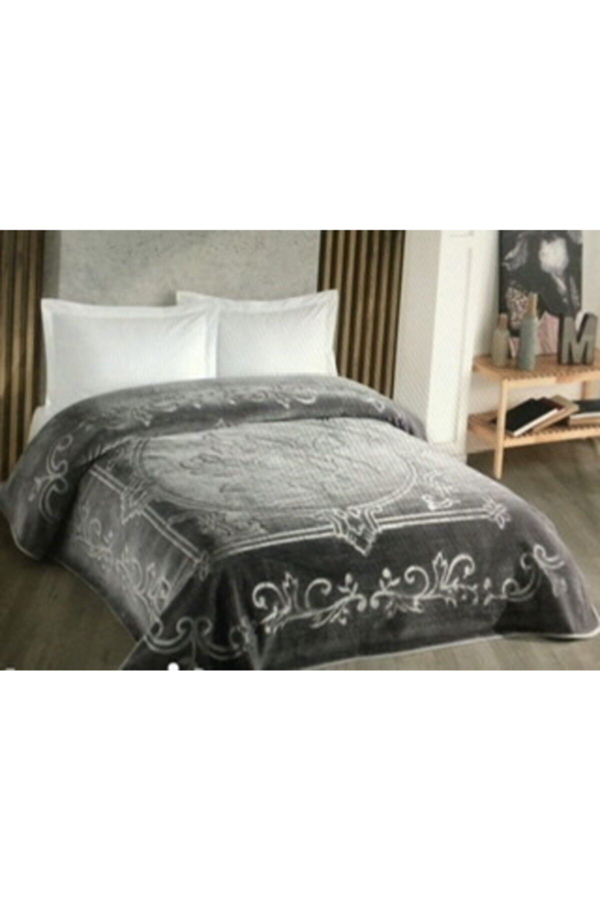 Çift Kişilik Battaniye Antrasit Blanket Polyester Battal 220 X 240