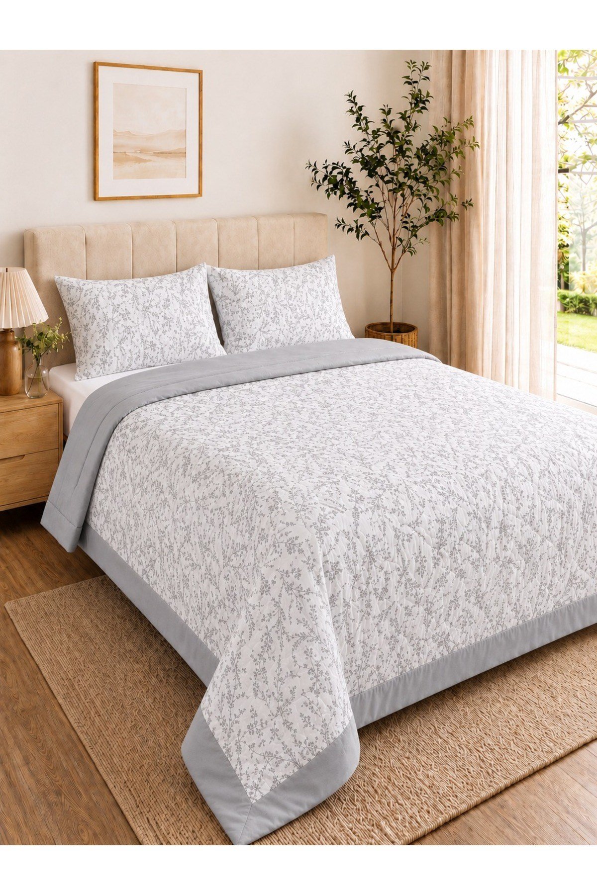 Çift Kişilik Çerçeveli Pike Seti | 200x230 cm | %100 Pamuk | Yumuşacık Doku | Günlük, Yazlık ve Çeyizlik Kullanım