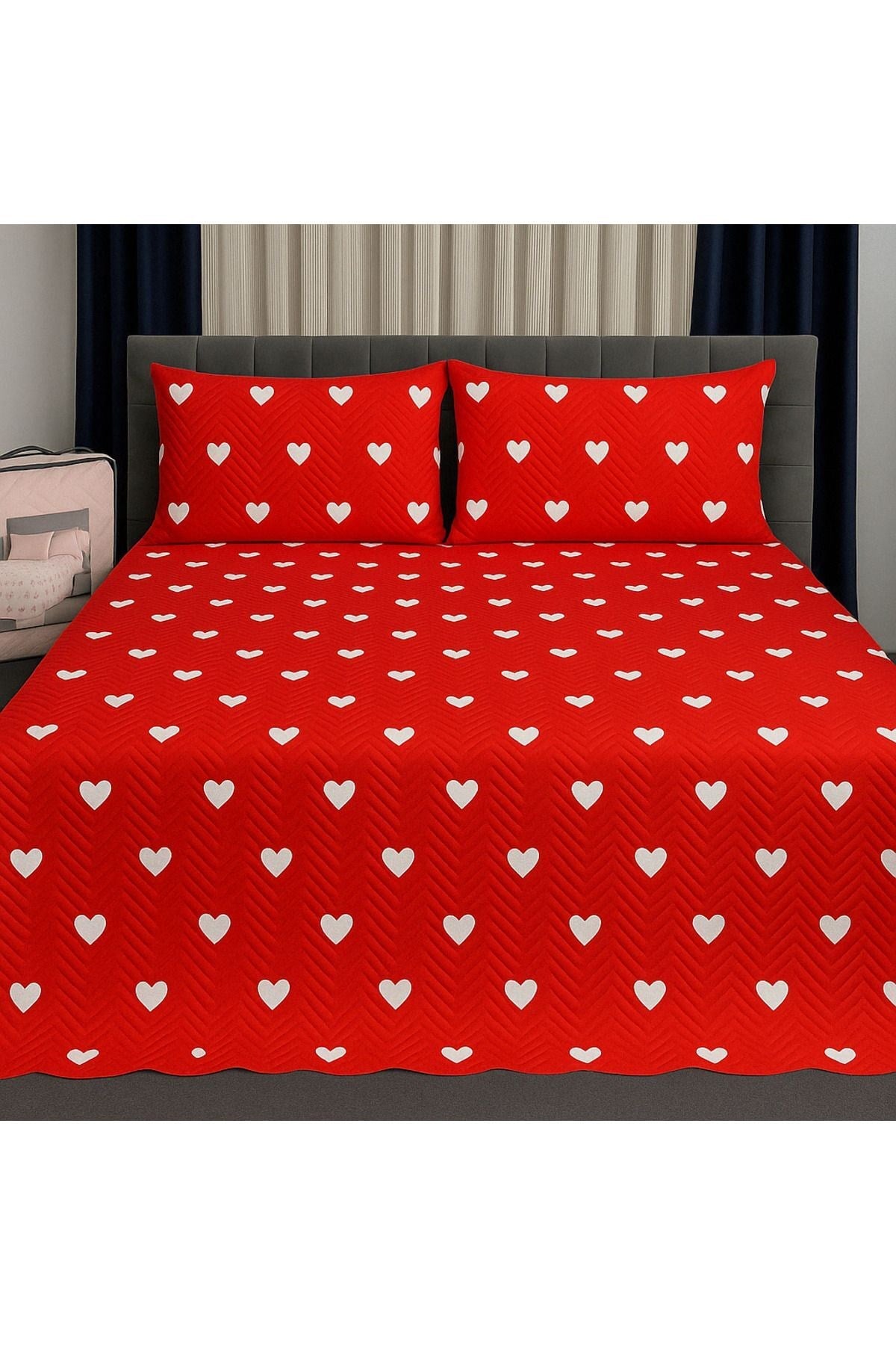 Çift Kişilik Çeyizlik Pike Yatak Örtüsü Takımı 200x220 Cm 2 Yastık Kılıflı Çok Amaçlı Battaniye