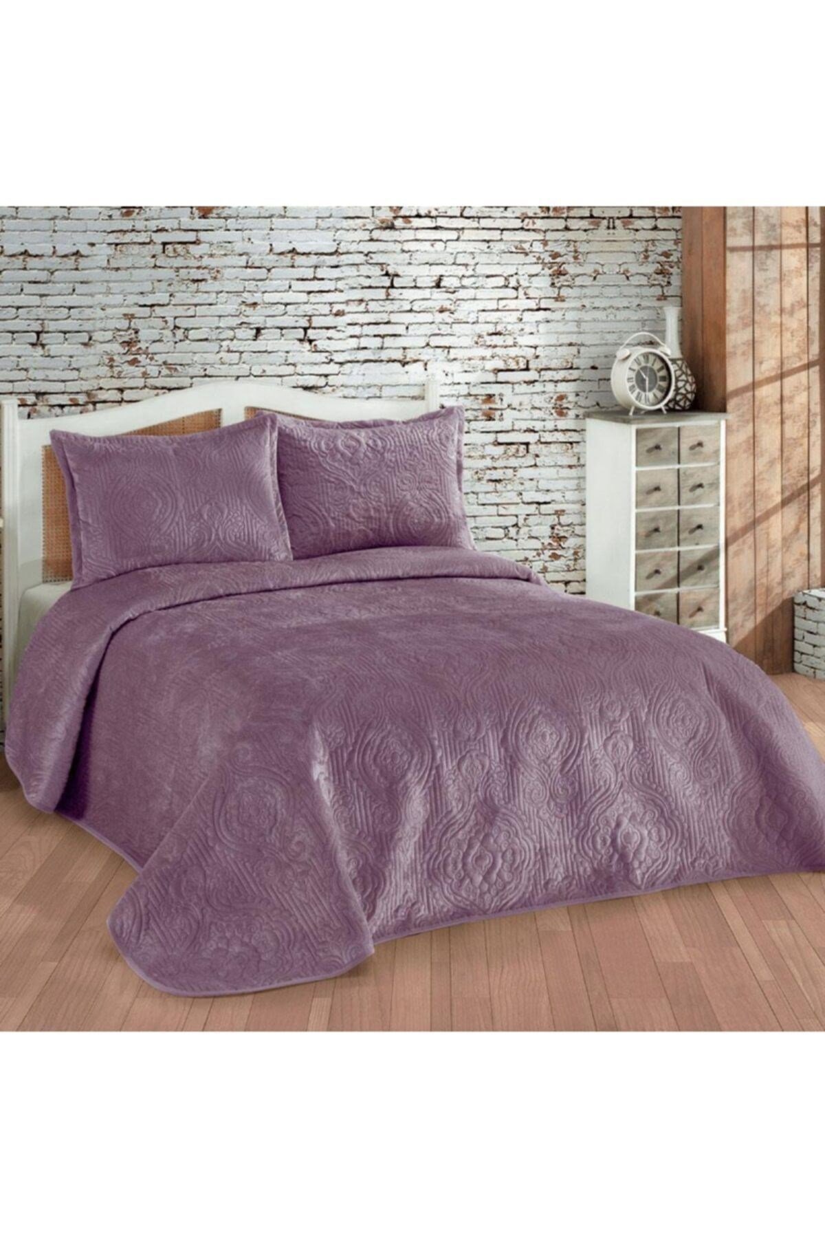 Çift Kişilik Yatak Örtüsü Olivia Açık Mürdüm T39846