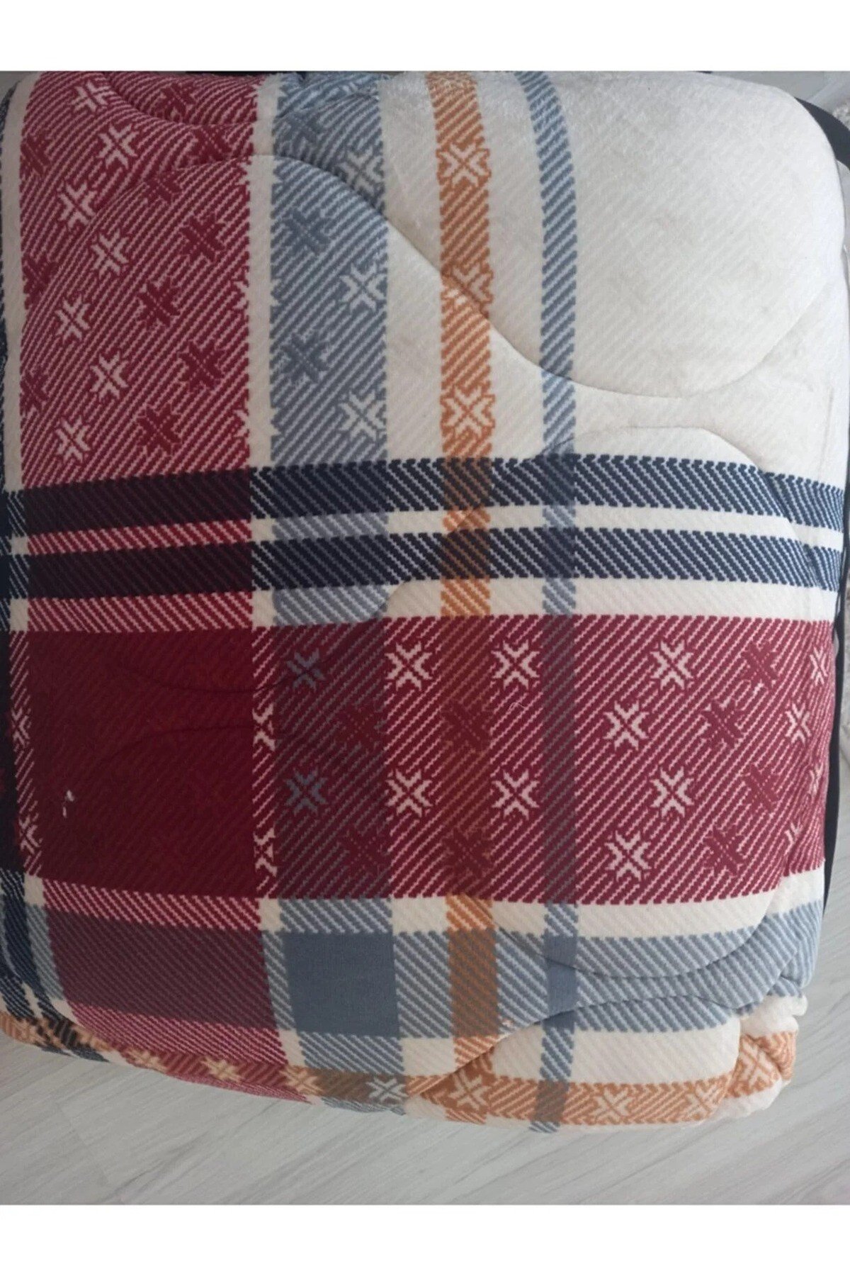 Comforter Çift Kişilik Yorgan Set - Boris Kırmızı Ekru