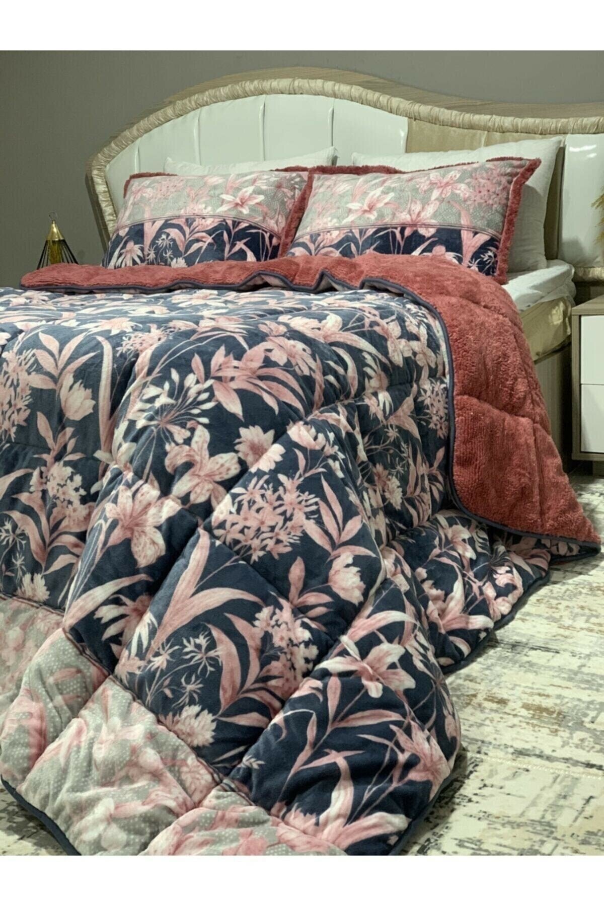 Comforter Çift Kişilik Yorgan Set - Çiğdem Gül Kurusu