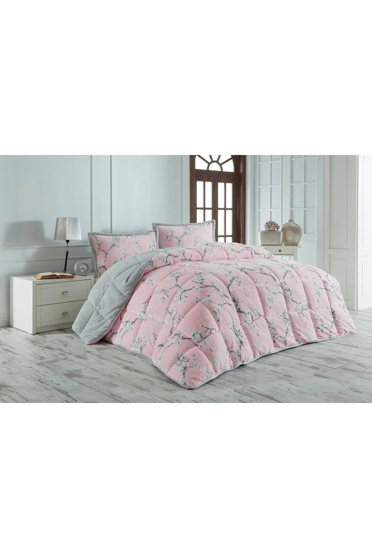 Comforter Çift Kişilik Yorgan Set Eylül Gri