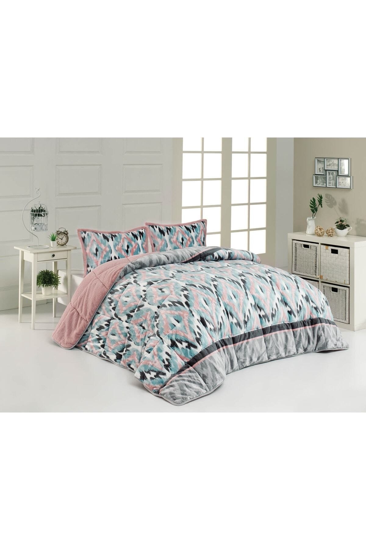 Comforter Çift Kişilik Yorgan Set Macro Pudra