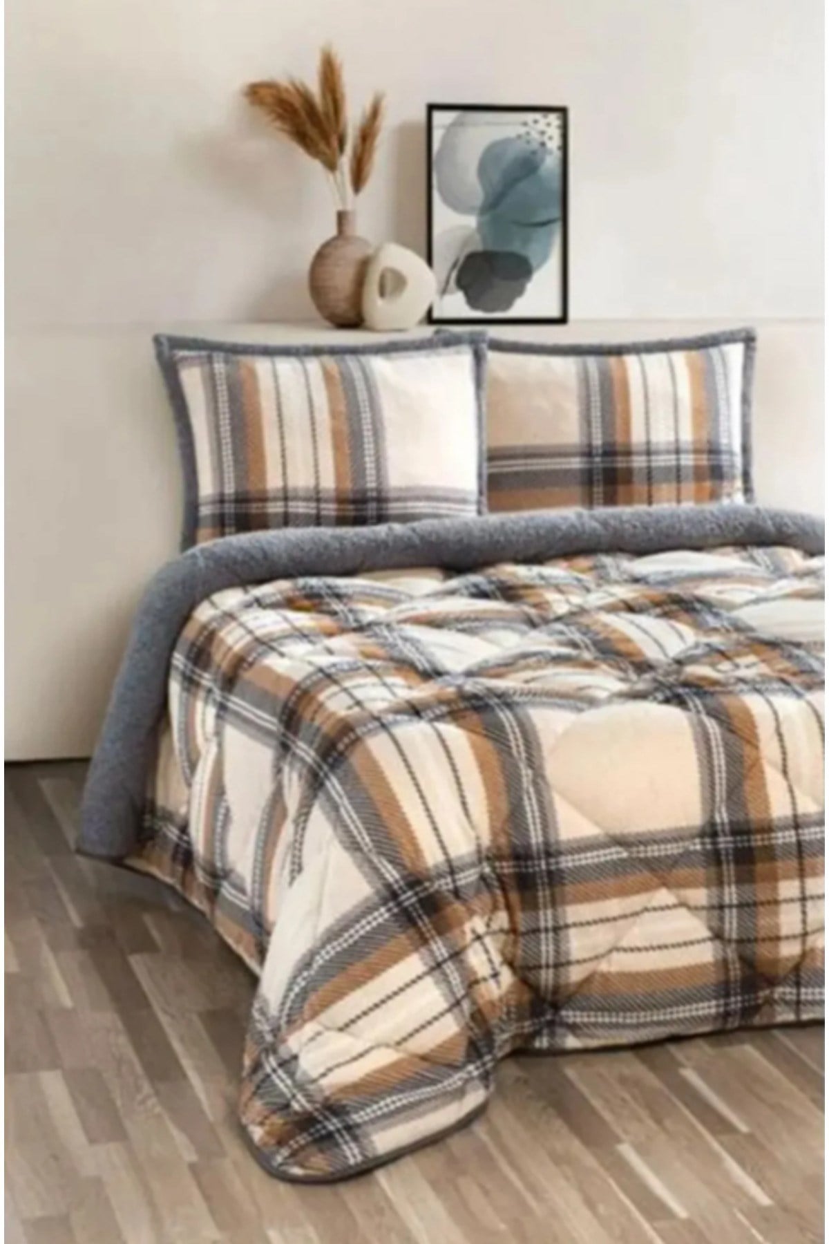 Comforter Çift Kişilik Yorgan Set Volenta Gri