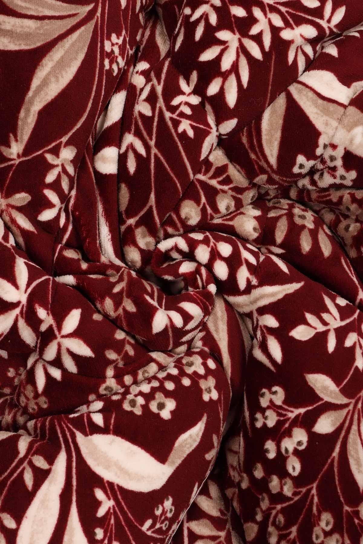 Comforter Çift Kişilik Yorgan Seti Botanica Bordo 220x240 Cm