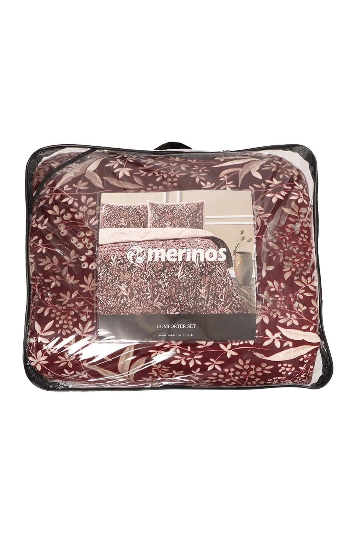 Comforter Çift Kişilik Yorgan Seti Botanica Bordo 220x240 Cm