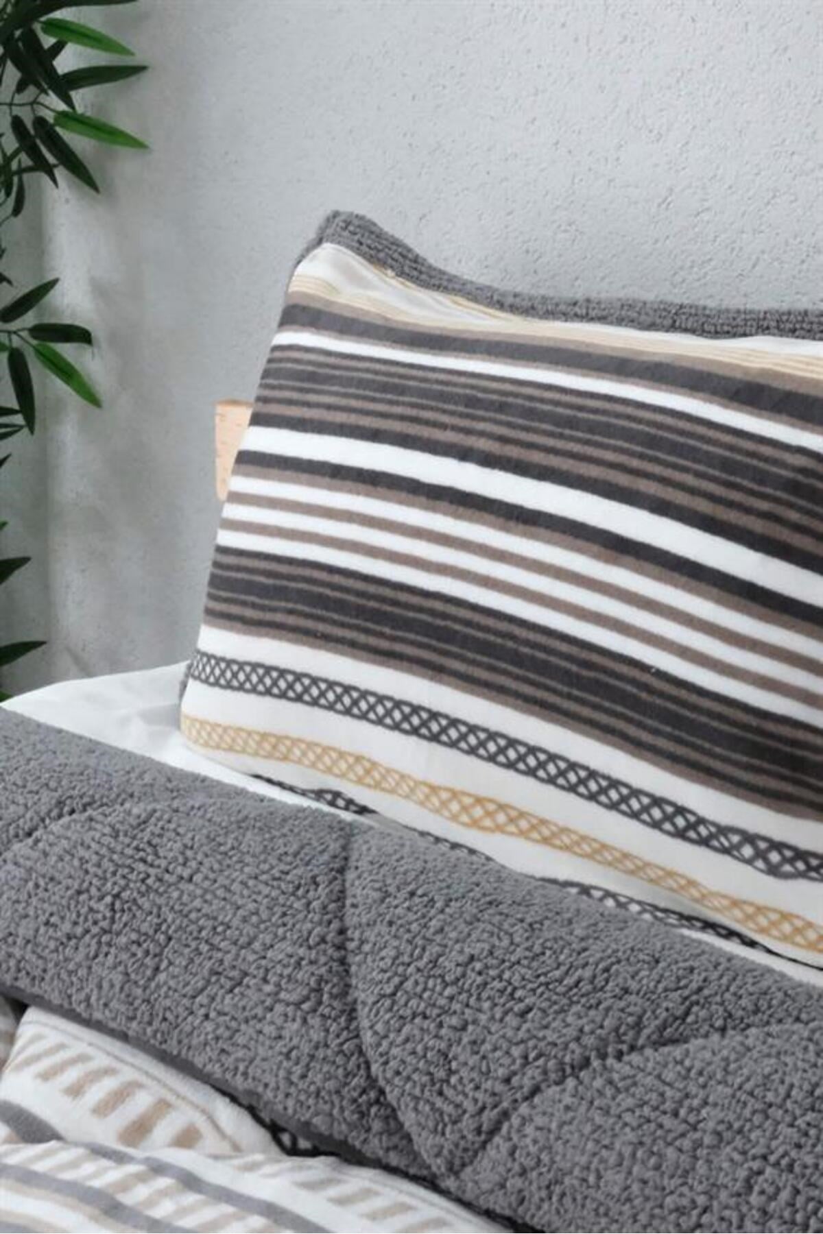 Comforter Çift Kişilik Yorgan Seti Kahve Gri 220X240