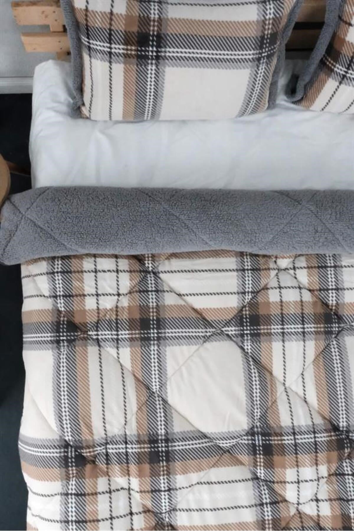 Comforter Çift Kişilik Yorgan Seti Kahverengii 220X240