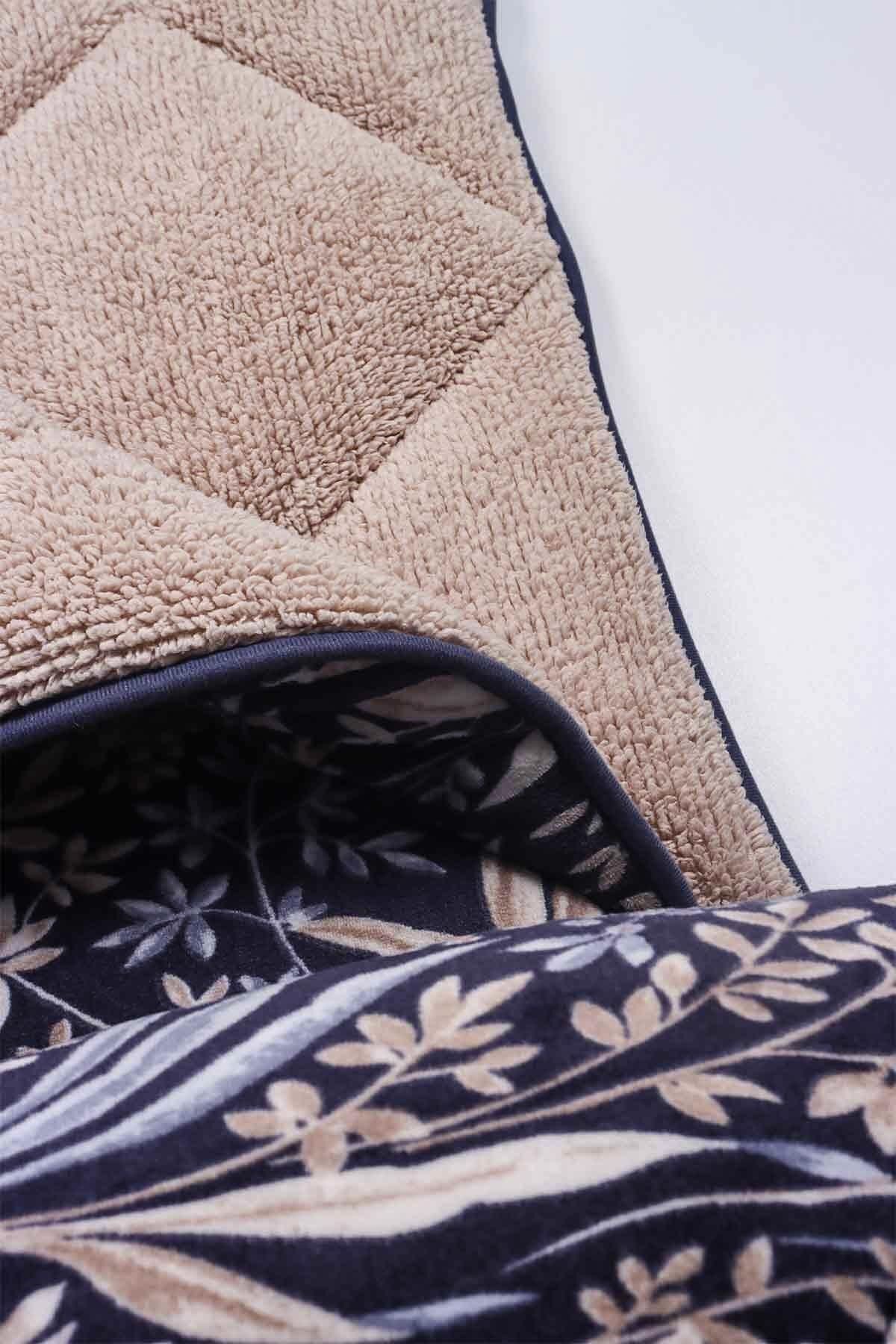 Comforter Çift Kişilik Yorgan Seti Lacivert Çiçekli 220x240