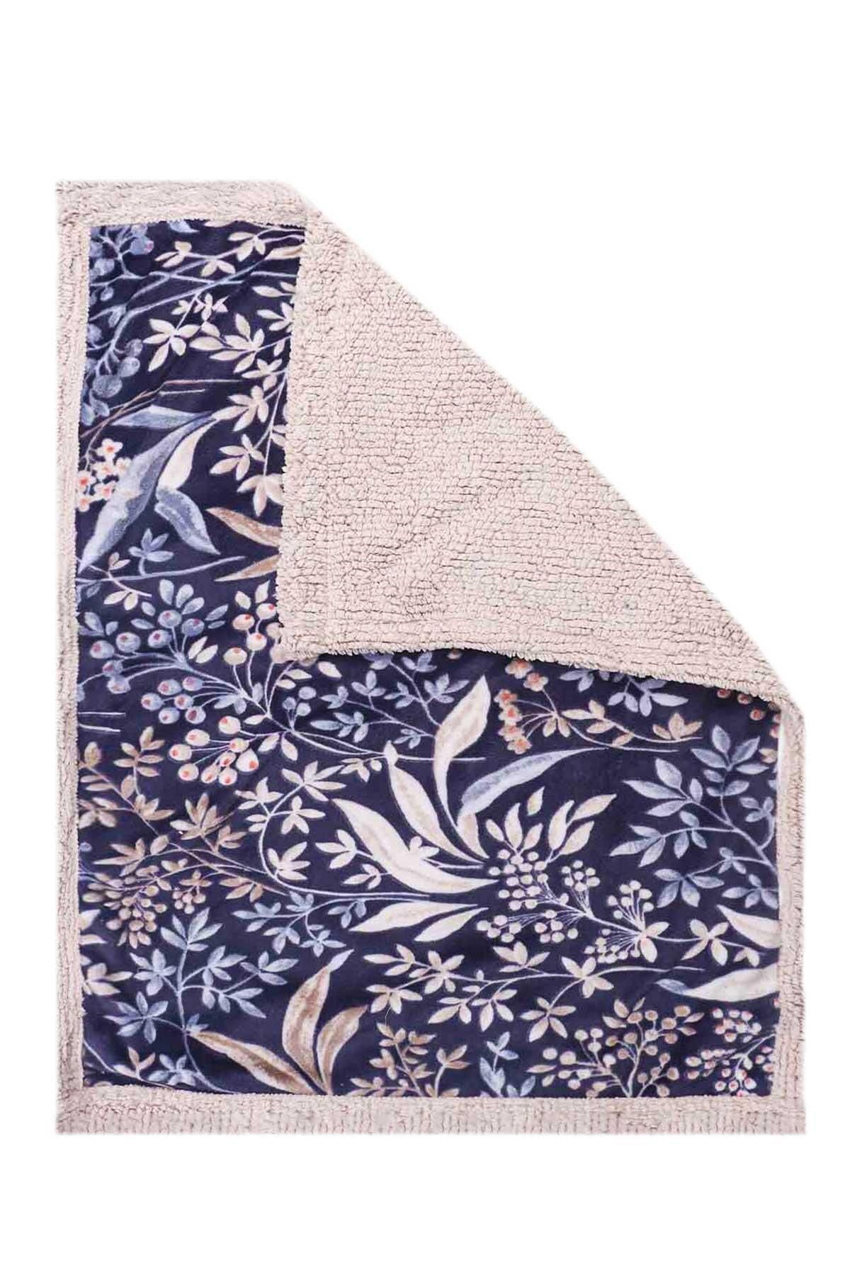 Comforter Çift Kişilik Yorgan Seti Lacivert Çiçekli 220x240