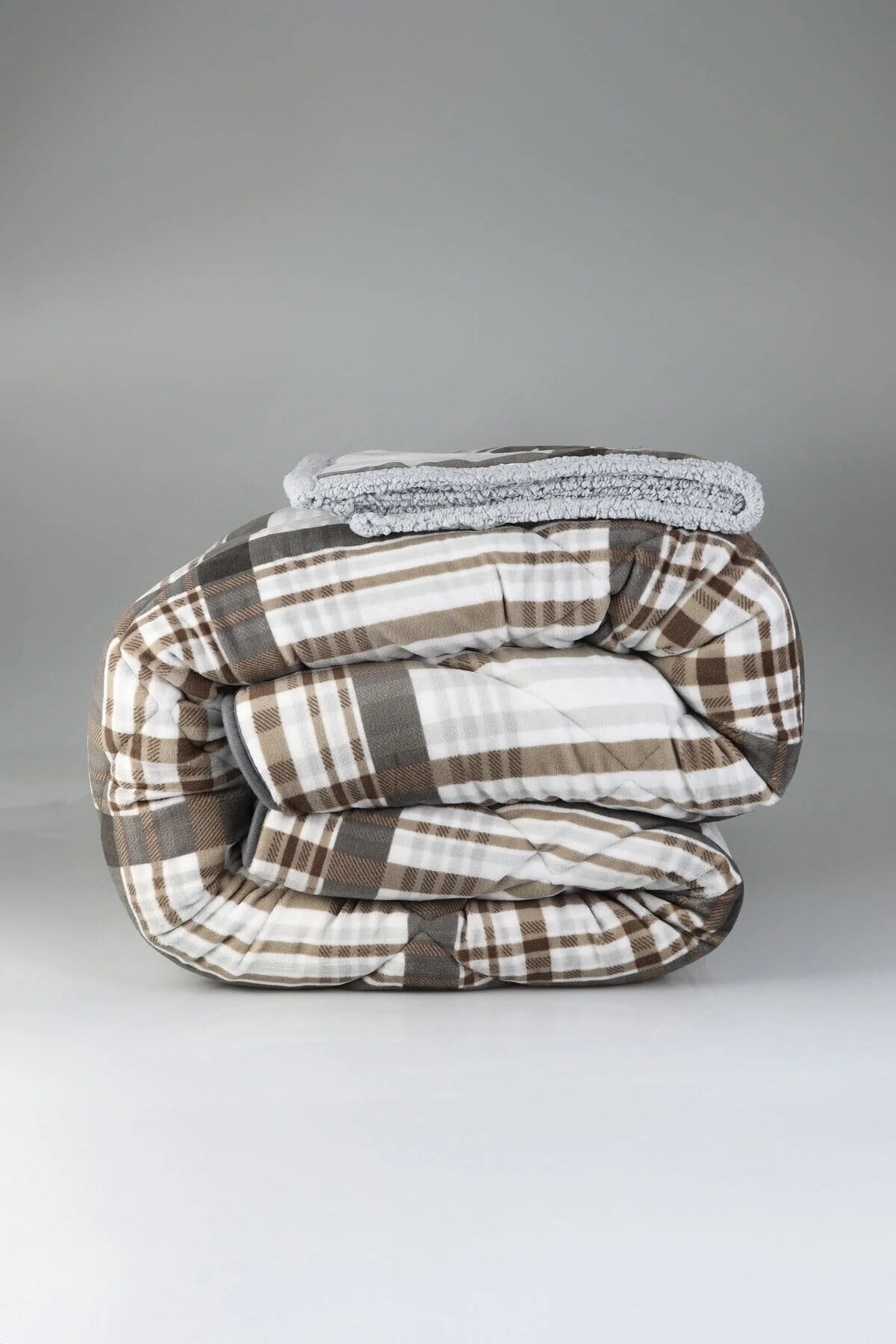 Comforter Çift Kişilik Yorgan Seti Wera Gri Koyu Kahve 220x240
