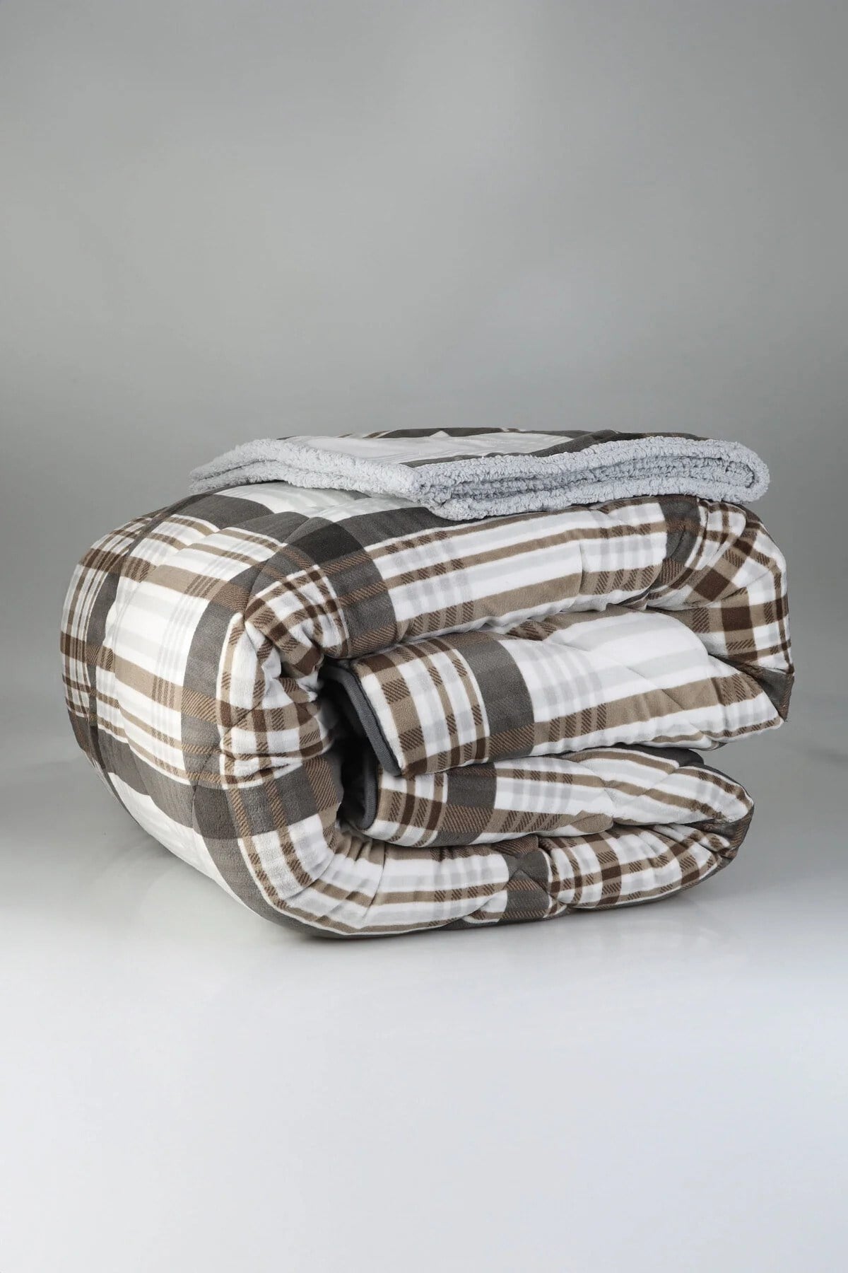 Comforter Çift Kişilik Yorgan Seti Wera Gri Koyu Kahve 220x240