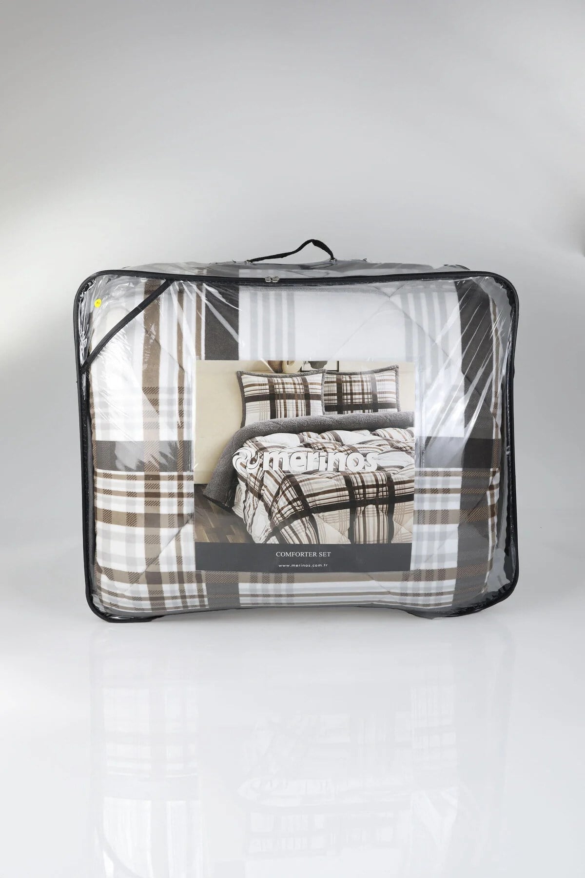 Comforter Çift Kişilik Yorgan Seti Wera Gri Koyu Kahve 220x240