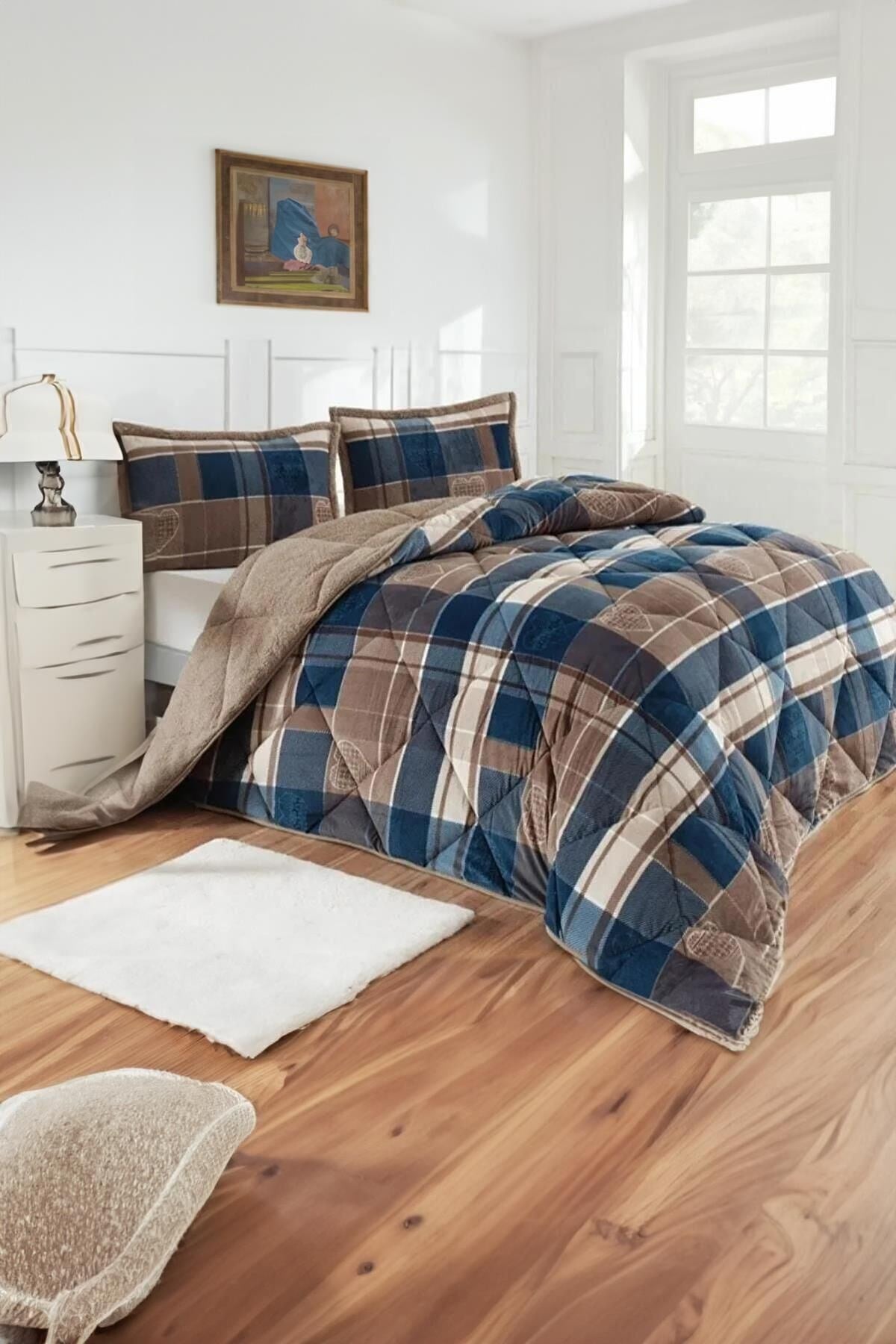 Comforter Seti Çift Kişilik Yorgan Rida Indigo 220x240 Cm