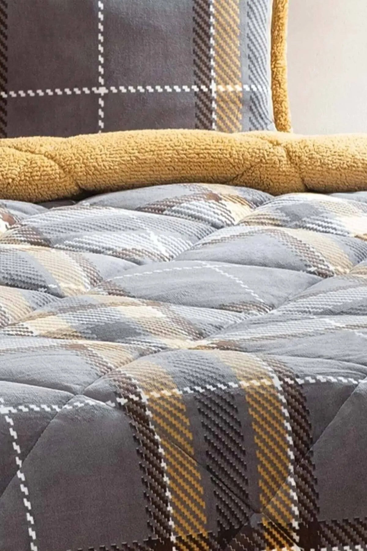 Comforter Tek Kişilik Yorgan Seti - Antoin Gri Sarı