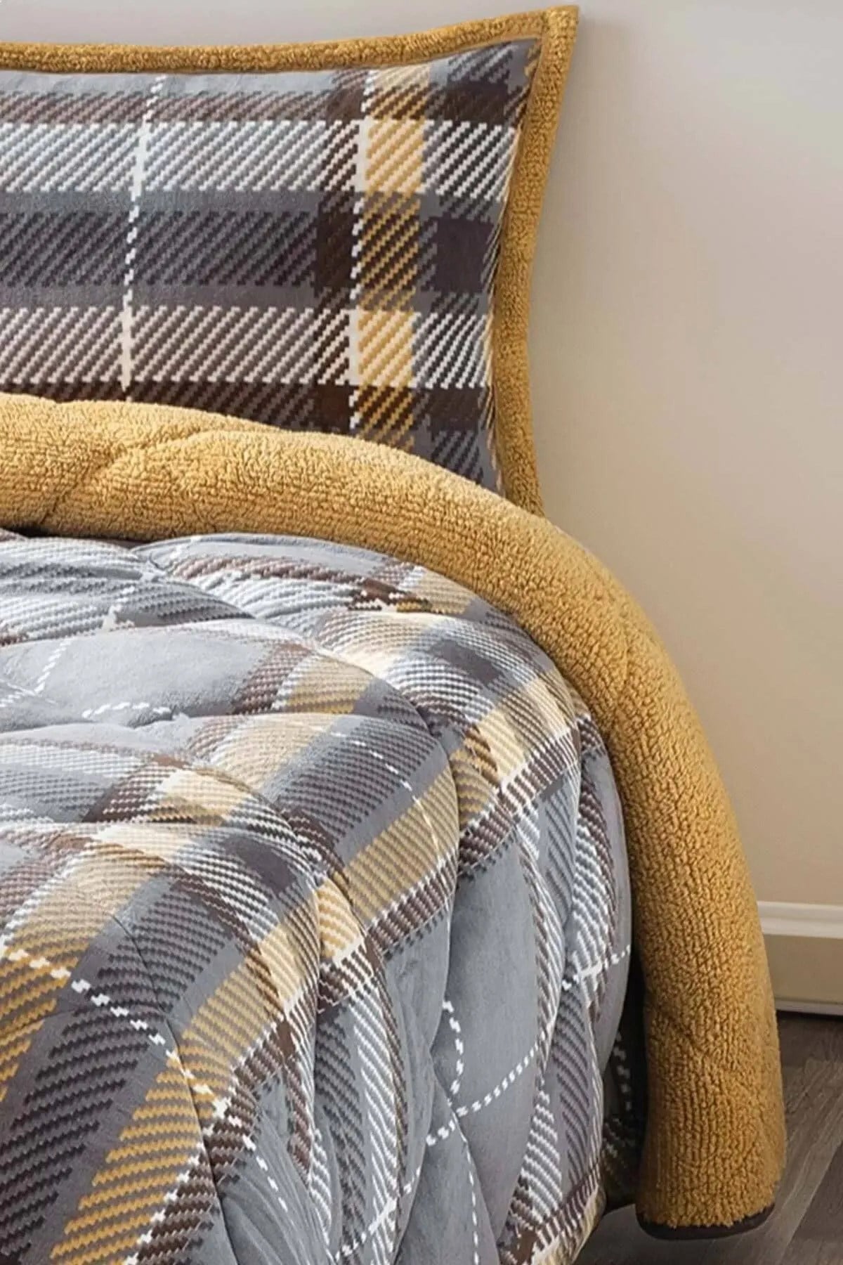 Comforter Tek Kişilik Yorgan Seti - Antoin Gri Sarı