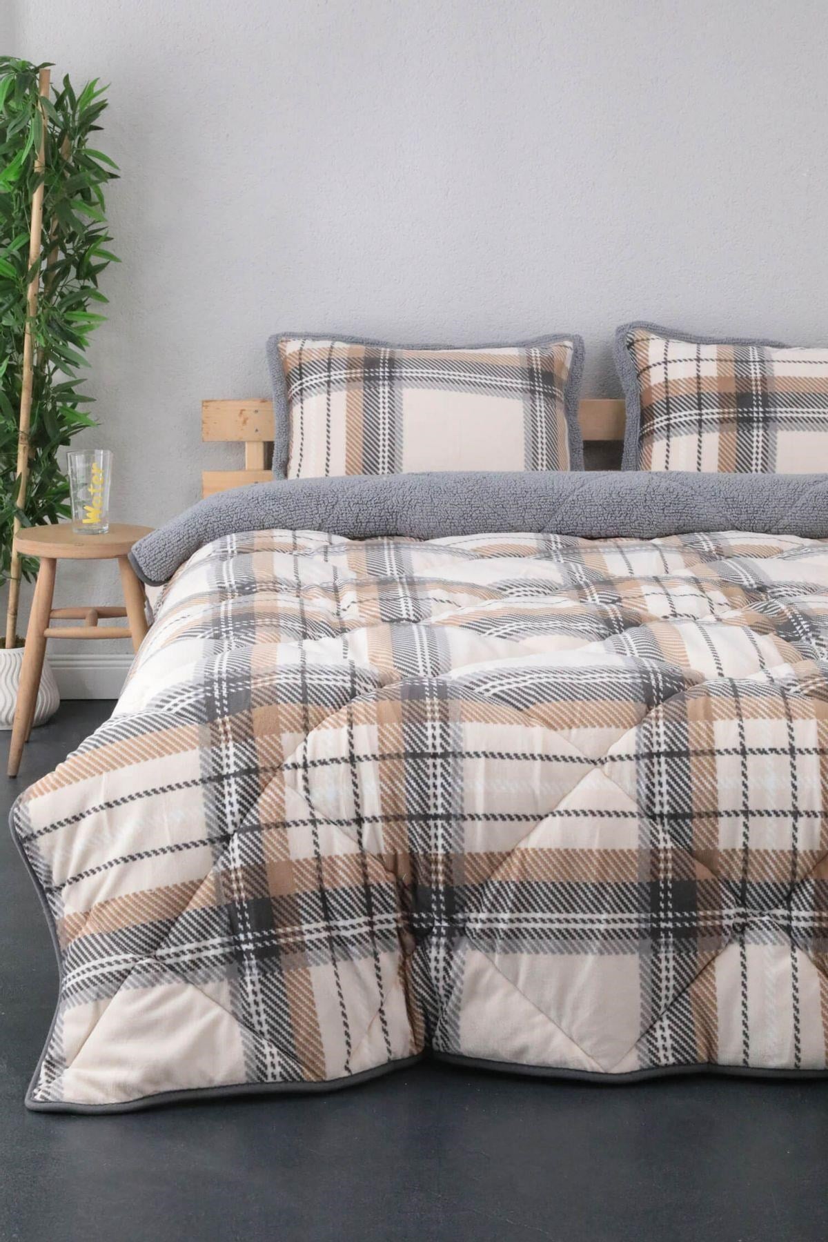 Comforter Tek Kişilik Yorgan Seti Kahverengi 160x220