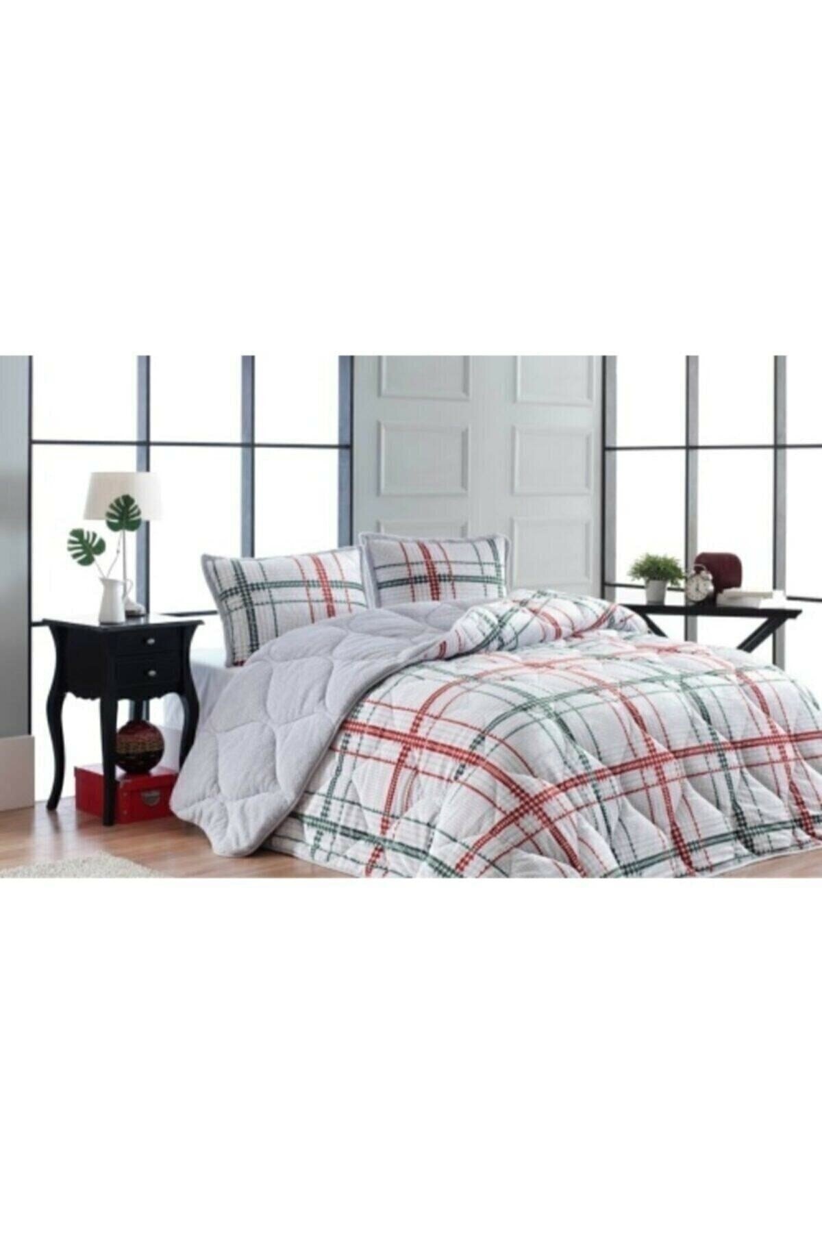 Comforter Yorgan Set Tek Kişilik Elba Gri-kırmızı