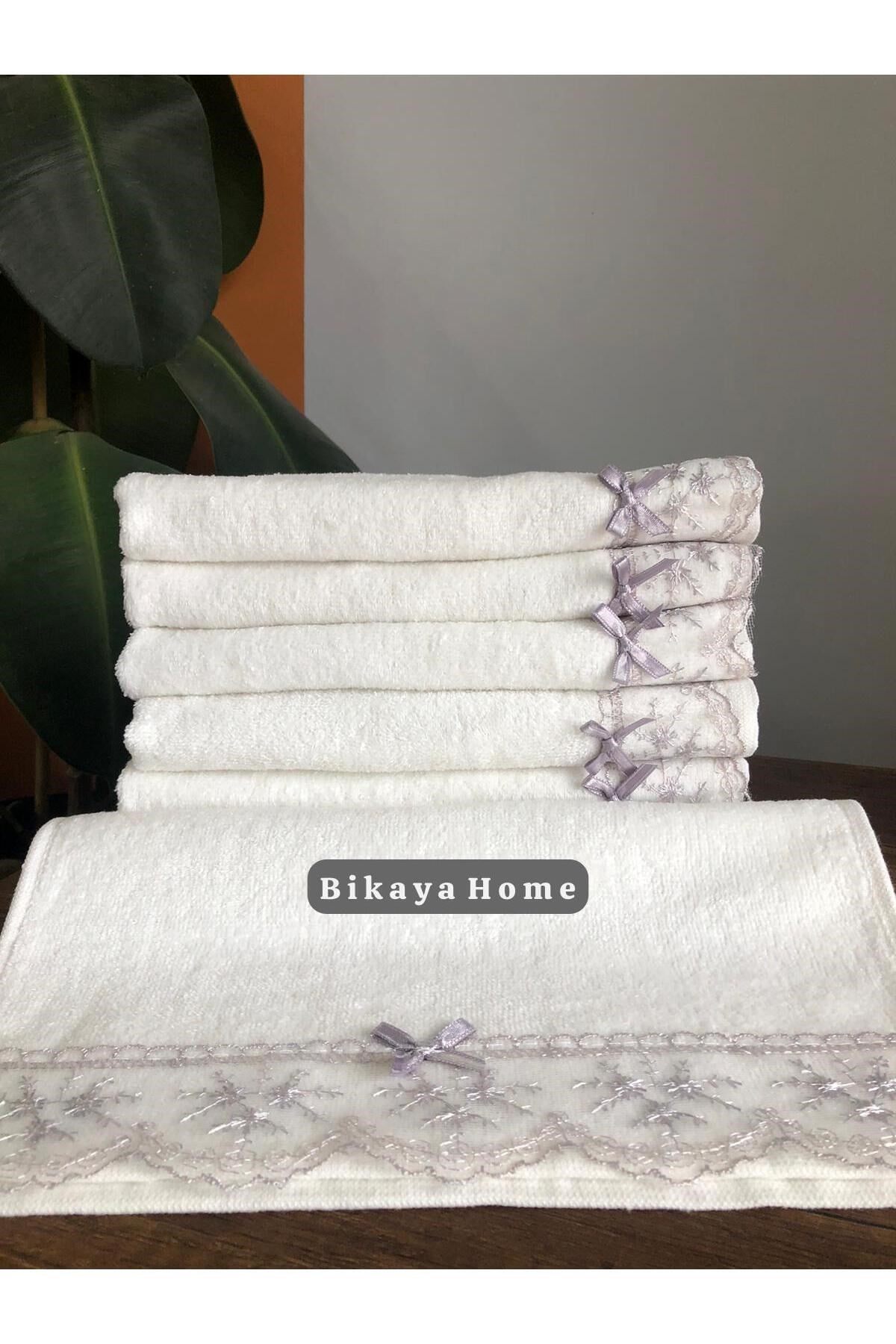 Dantelli 30x50 cm 6 Adet Kadife Mutfak Havlusu | %100 Cotton | Çeyizlik, Hediyelik, Mevlütlük