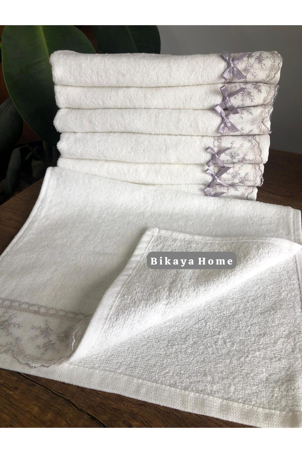 Dantelli 30x50 cm 6 Adet Kadife Mutfak Havlusu | %100 Cotton | Çeyizlik, Hediyelik, Mevlütlük