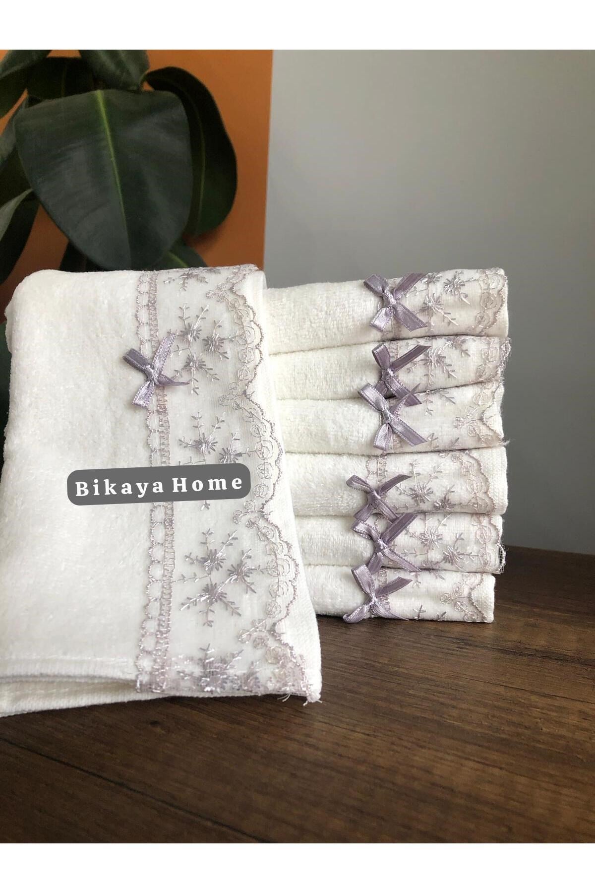 Dantelli 30x50 cm 6 Adet Kadife Mutfak Havlusu | %100 Cotton | Çeyizlik, Hediyelik, Mevlütlük
