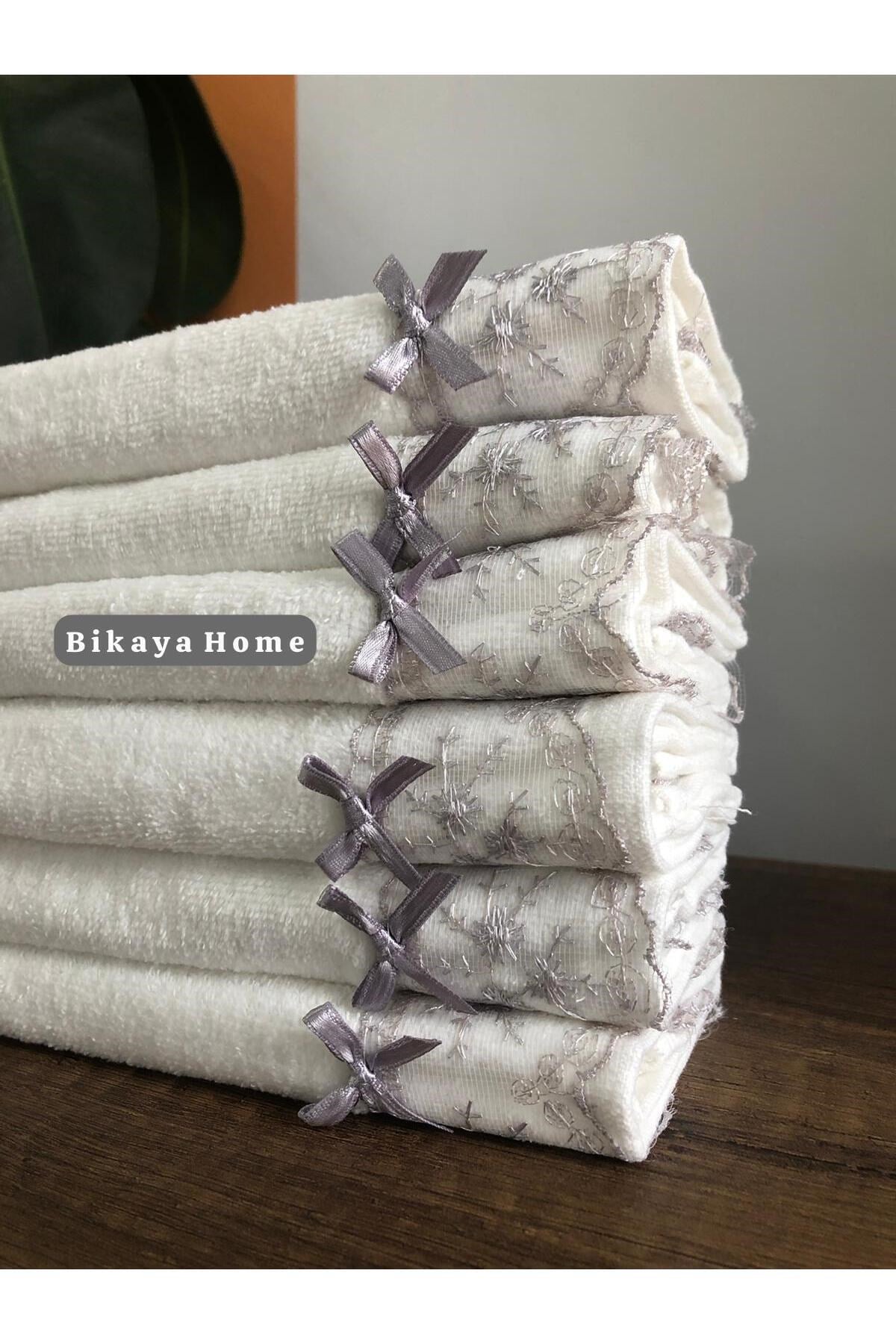 Dantelli 30x50 cm 6 Adet Kadife Mutfak Havlusu | %100 Cotton | Çeyizlik, Hediyelik, Mevlütlük