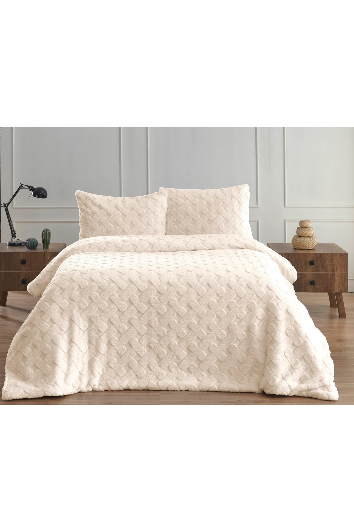 Diamond 3 Parça Pietra Çift Kişilik Kürk Comforter Yorgan Seti - 220x240 cm - Orijinal Çantalı