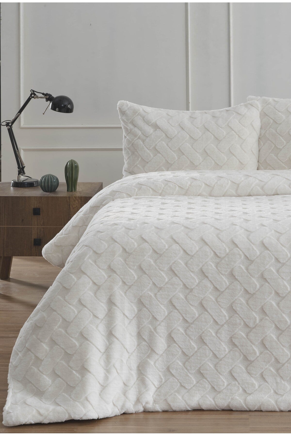 Diamond 3 Parça Pietra Çift Kişilik Kürk Comforter Yorgan Seti - 220x240 cm - Orijinal Çantalı