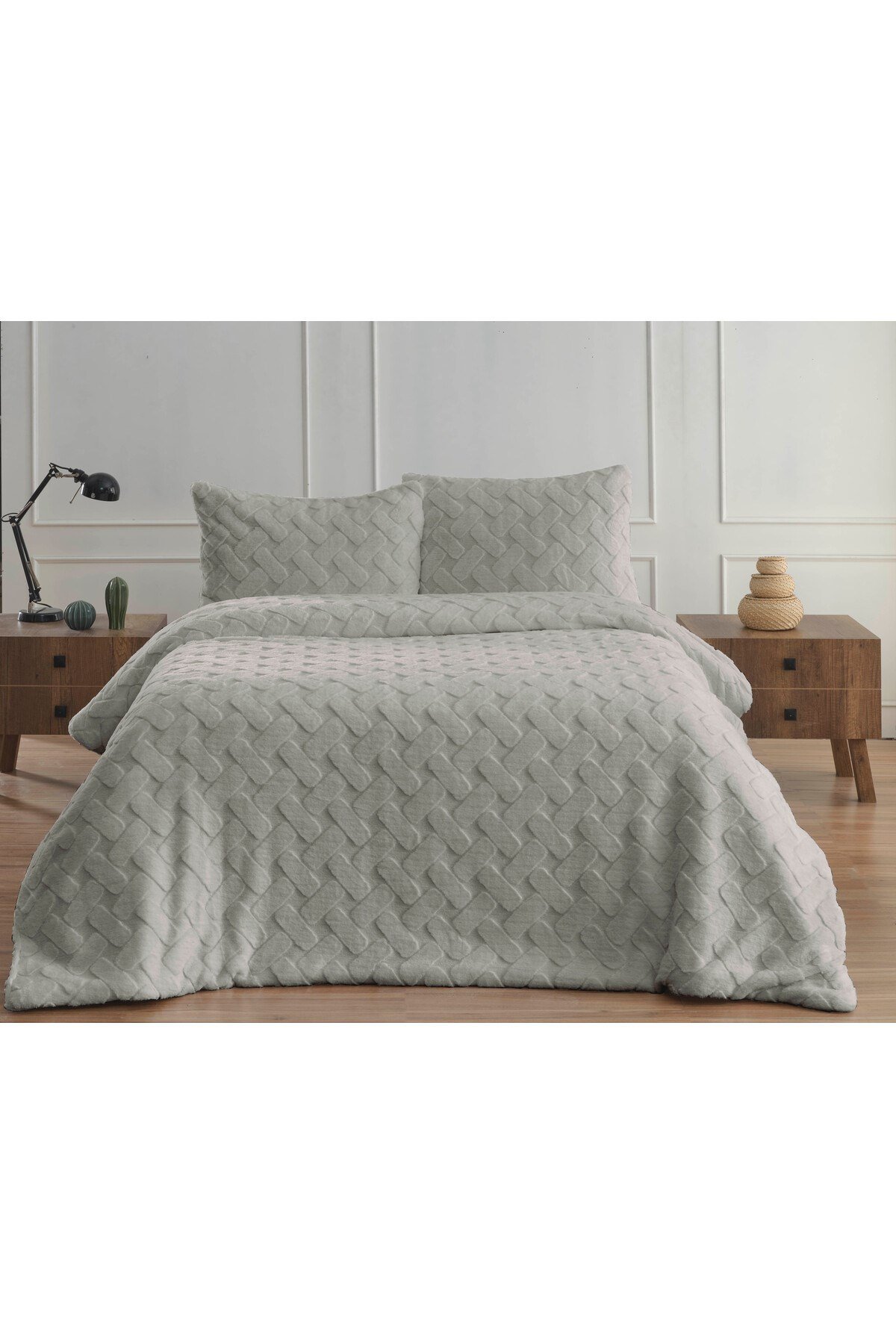 Diamond 3 Parça Pietra Çift Kişilik Kürk Comforter Yorgan Seti - 220x240 cm - Orijinal Çantalı