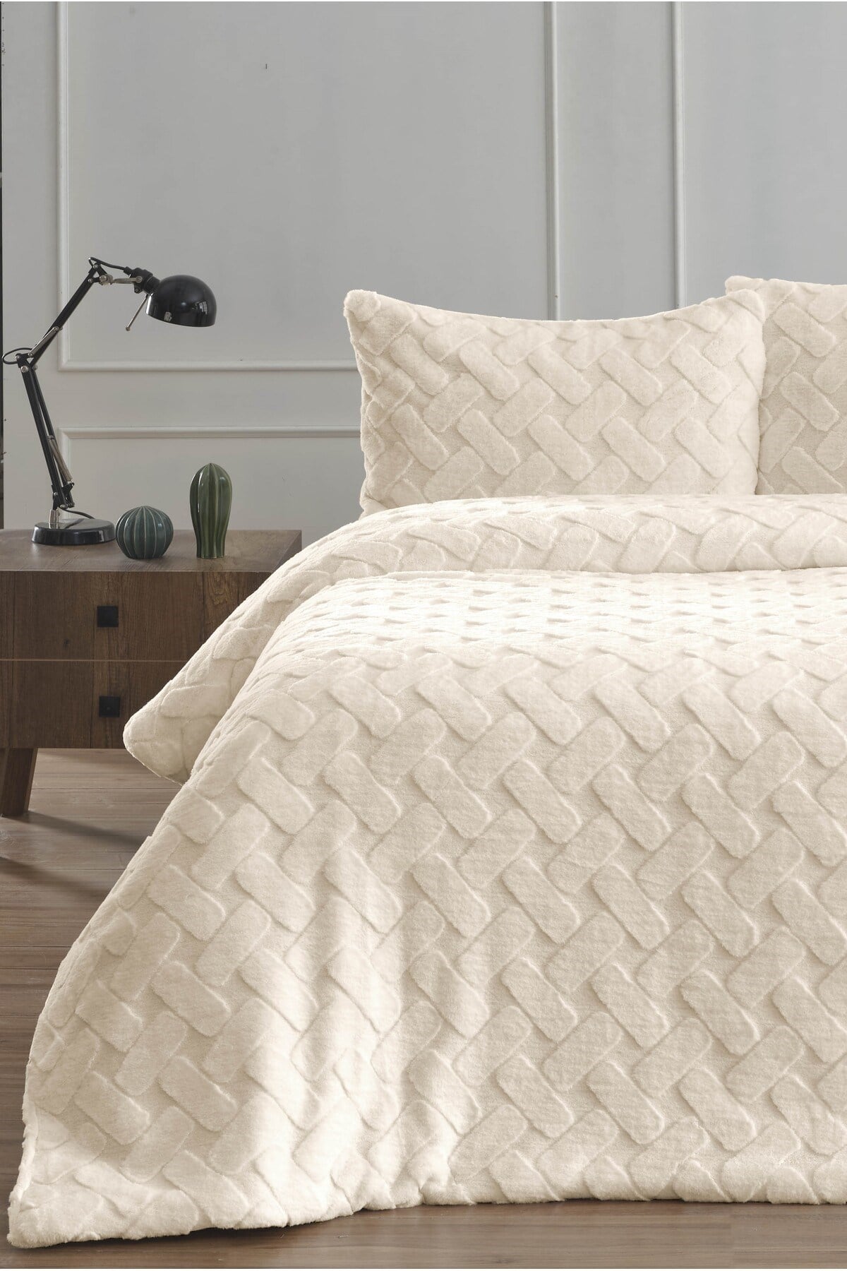 Diamond 3 Parça Pietra Çift Kişilik Kürk Comforter Yorgan Seti - 220x240 cm - Orijinal Çantalı